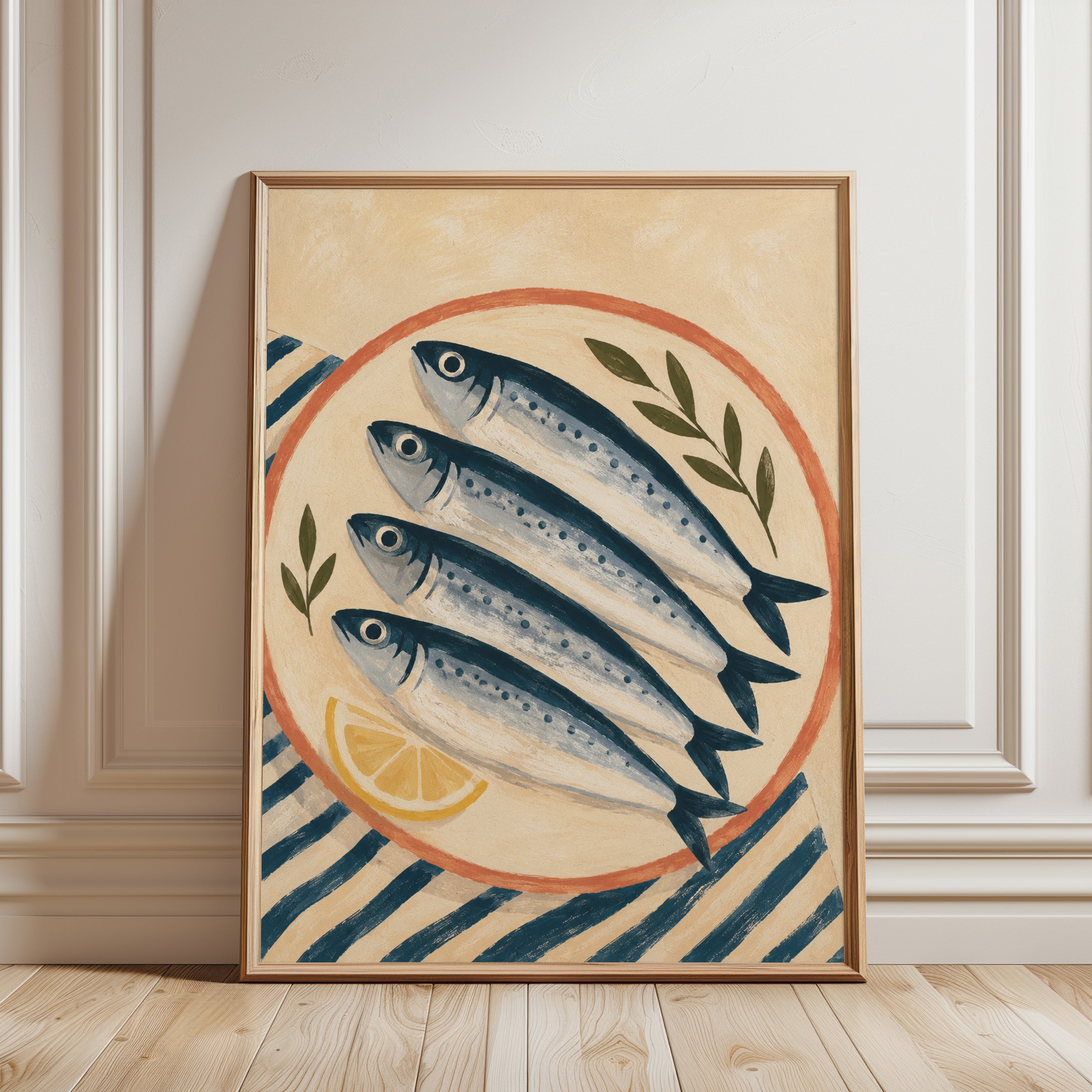 Fish Wall Art – Kitchen Coastal Decor - framed detail