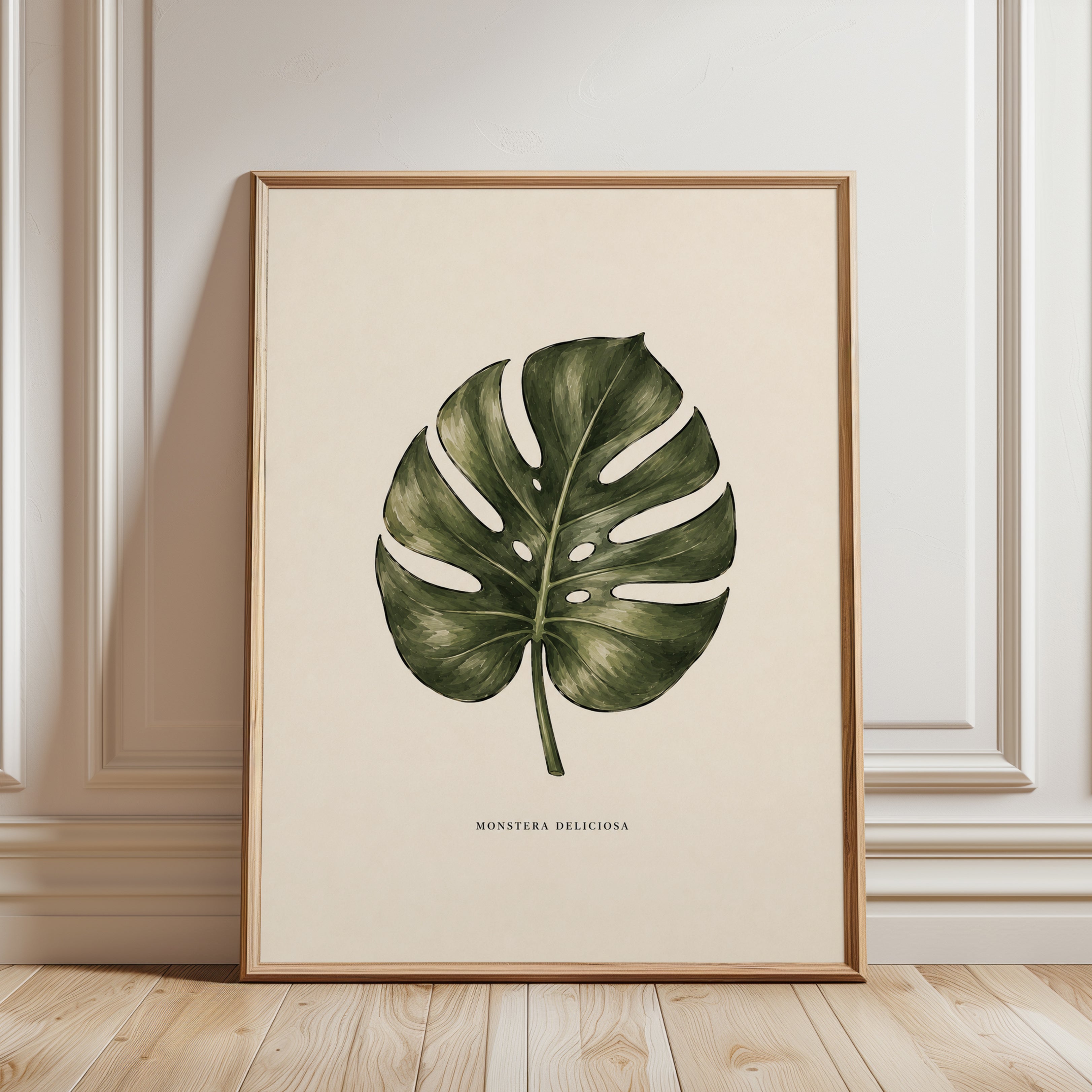 Monstera Leaf Wall Art – Botanical Print - framed detail