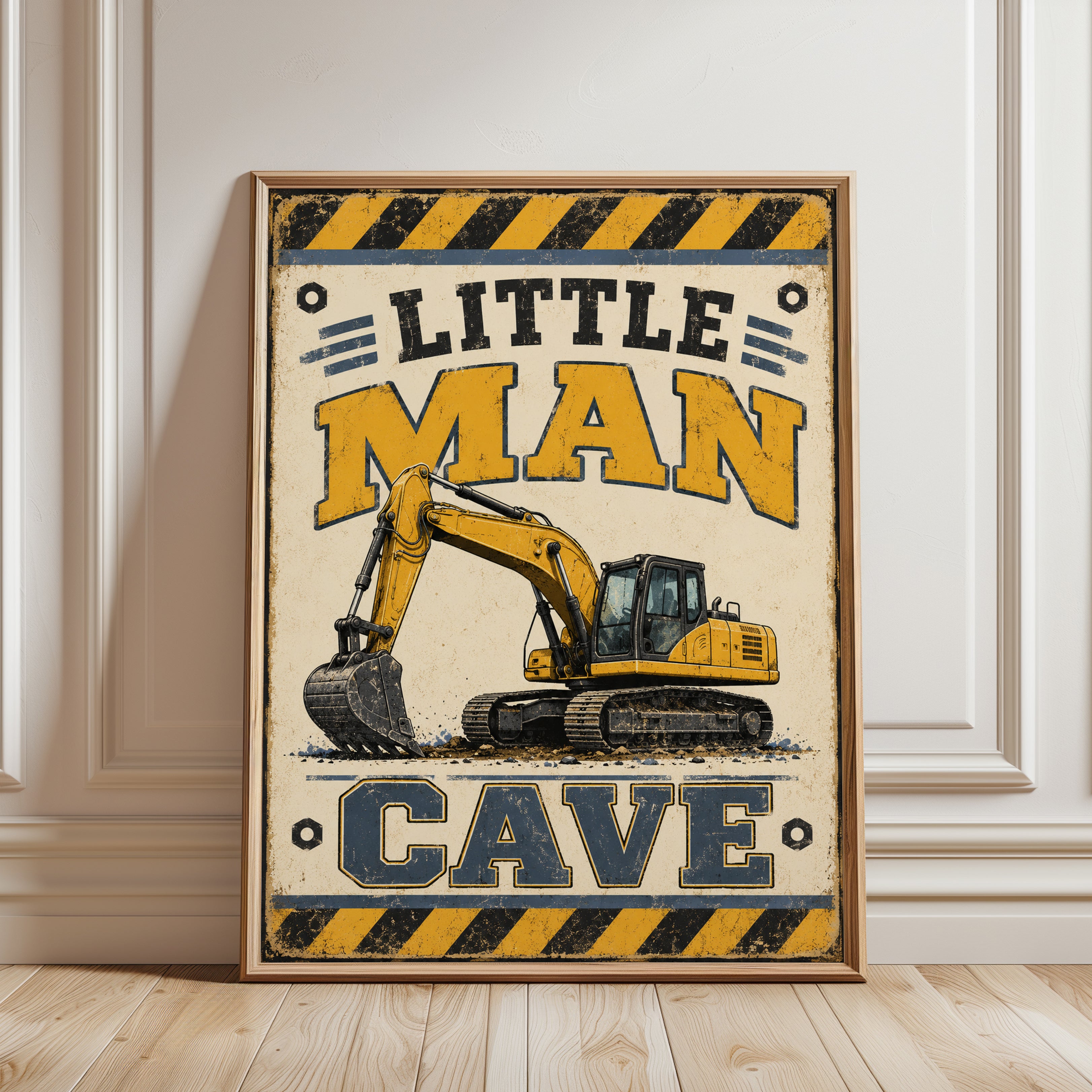 Construction Truck Wall Art - framed detail