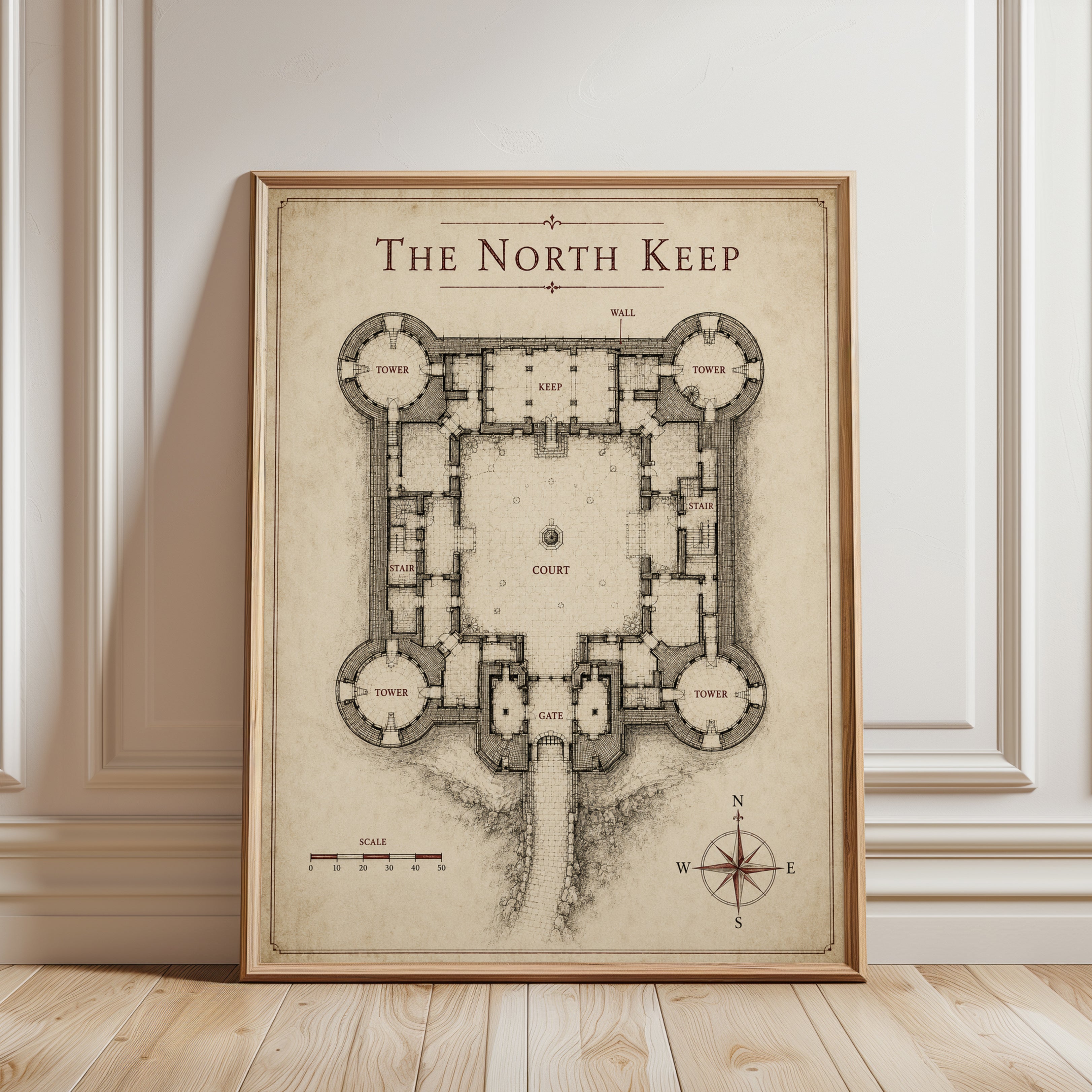 Castle Floor Plan Print - framed detail