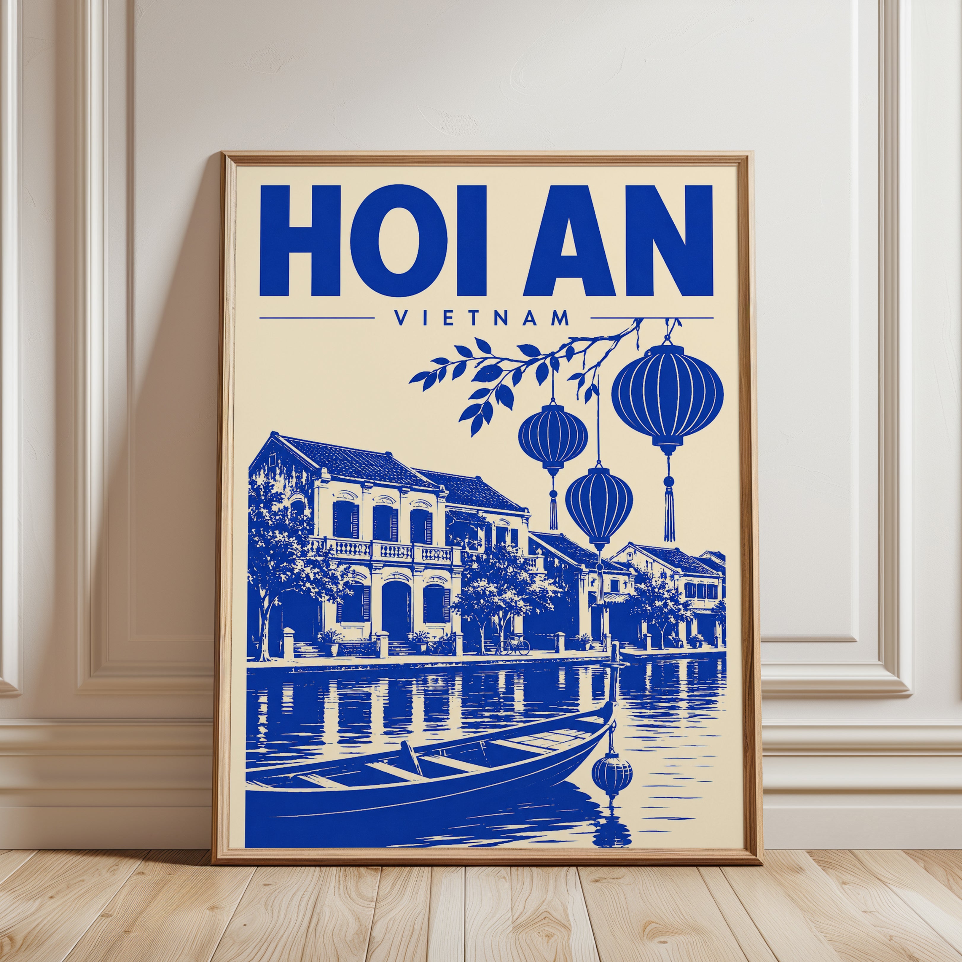 Vietnam Travel Poster – Hoi An Wall Art - framed detail