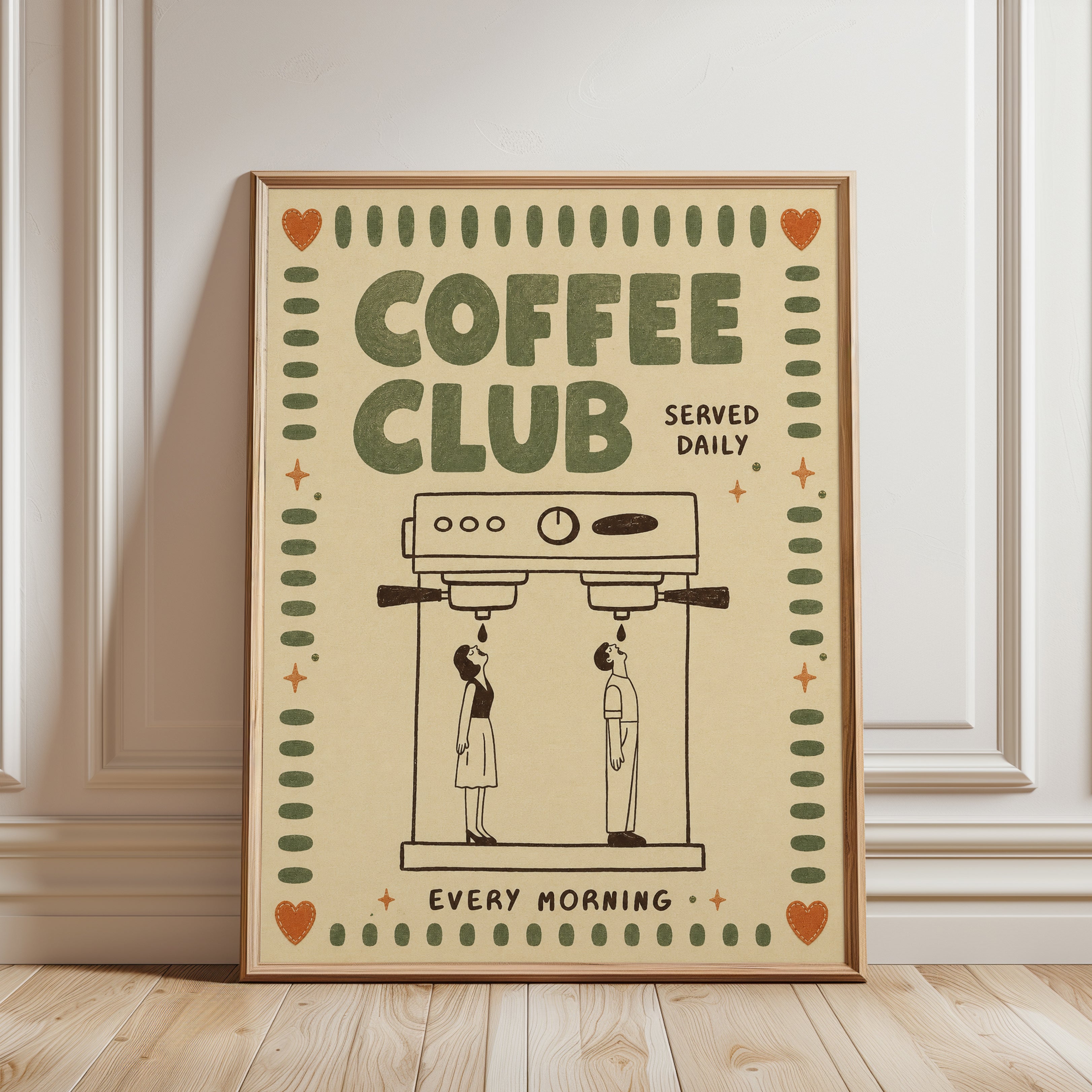 Retro Coffee Club Print - framed detail