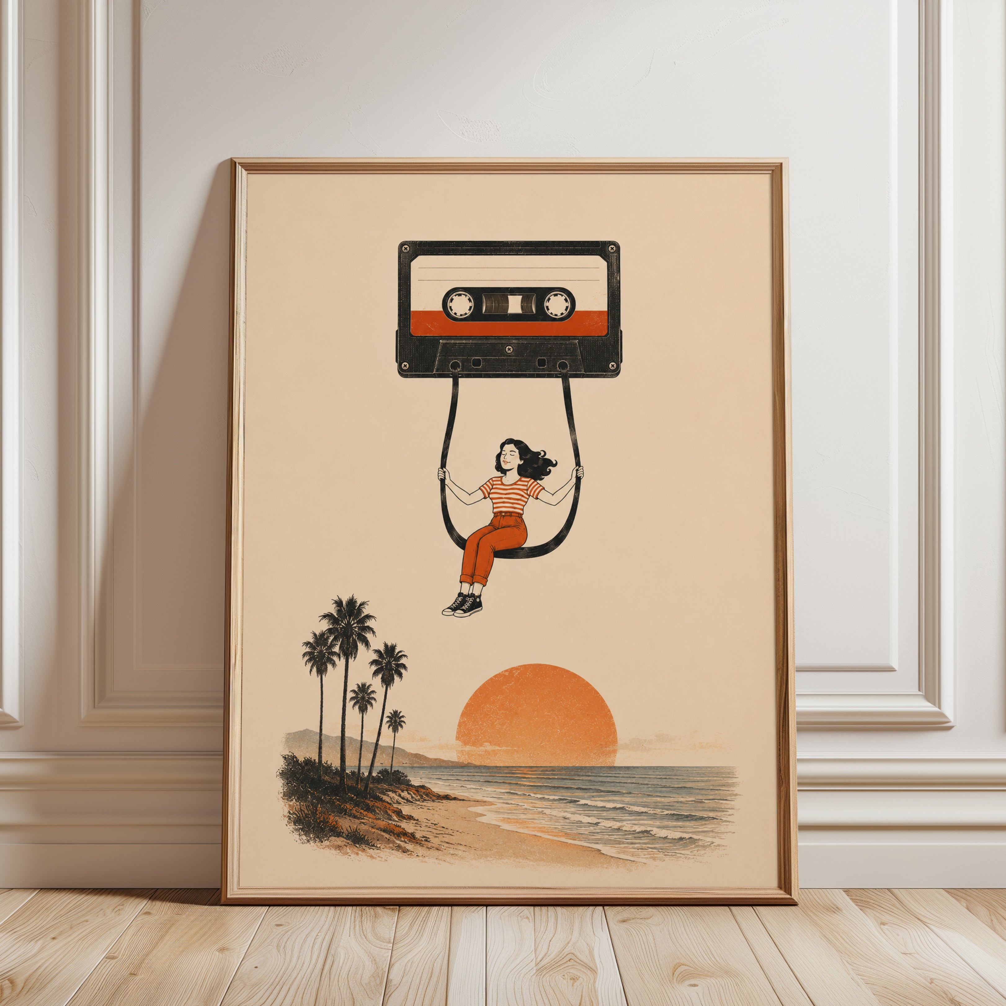 Nostalgic Cassette Tape Print - framed detail