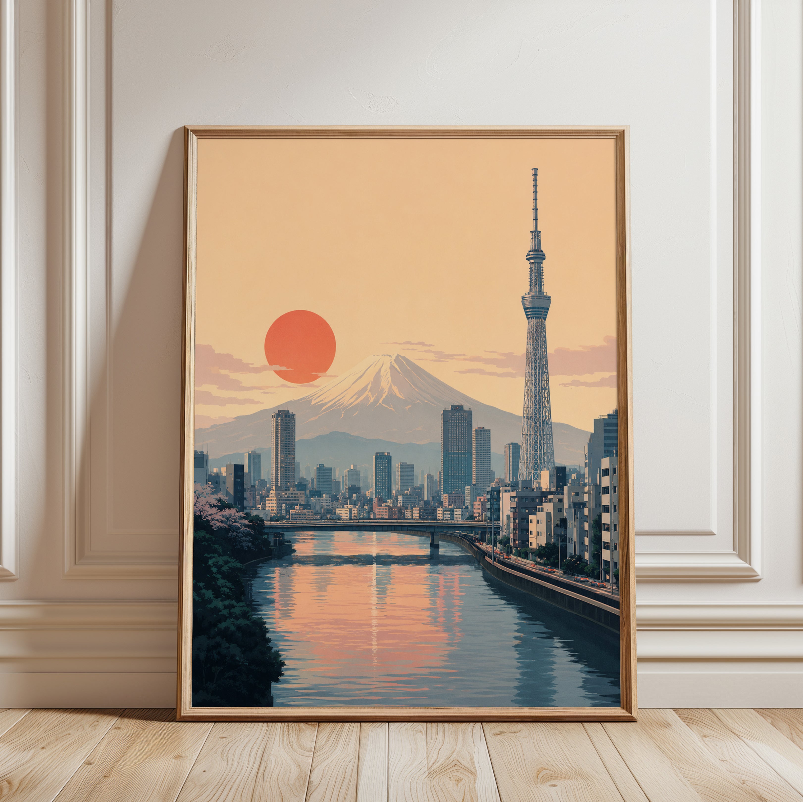 Tokyo Skyline Print – Mount Fuji Poster - framed detail