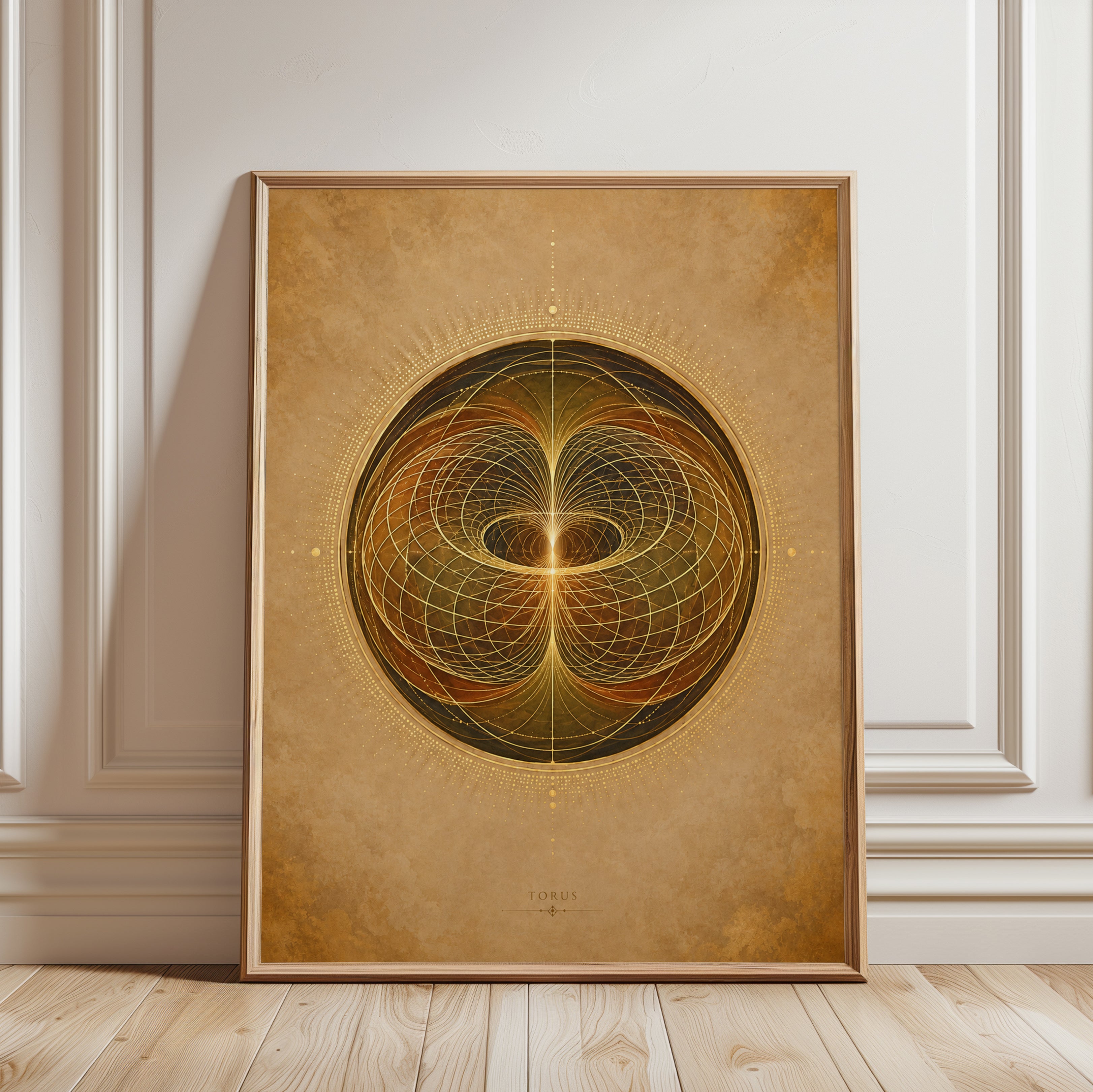 Torus Sacred Geometry Print: Golden Energy Field - framed detail