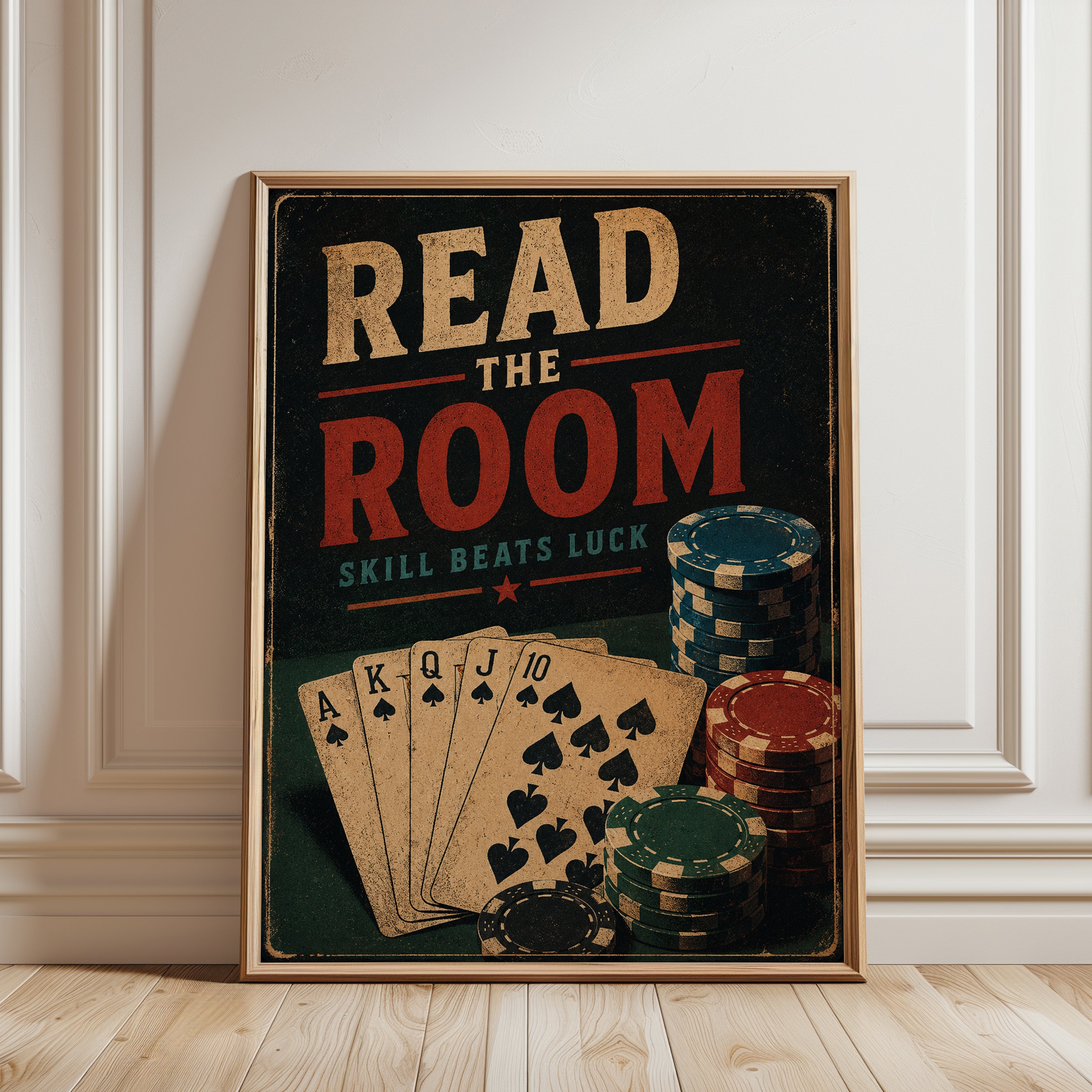 Vintage Poker Room Print - framed detail