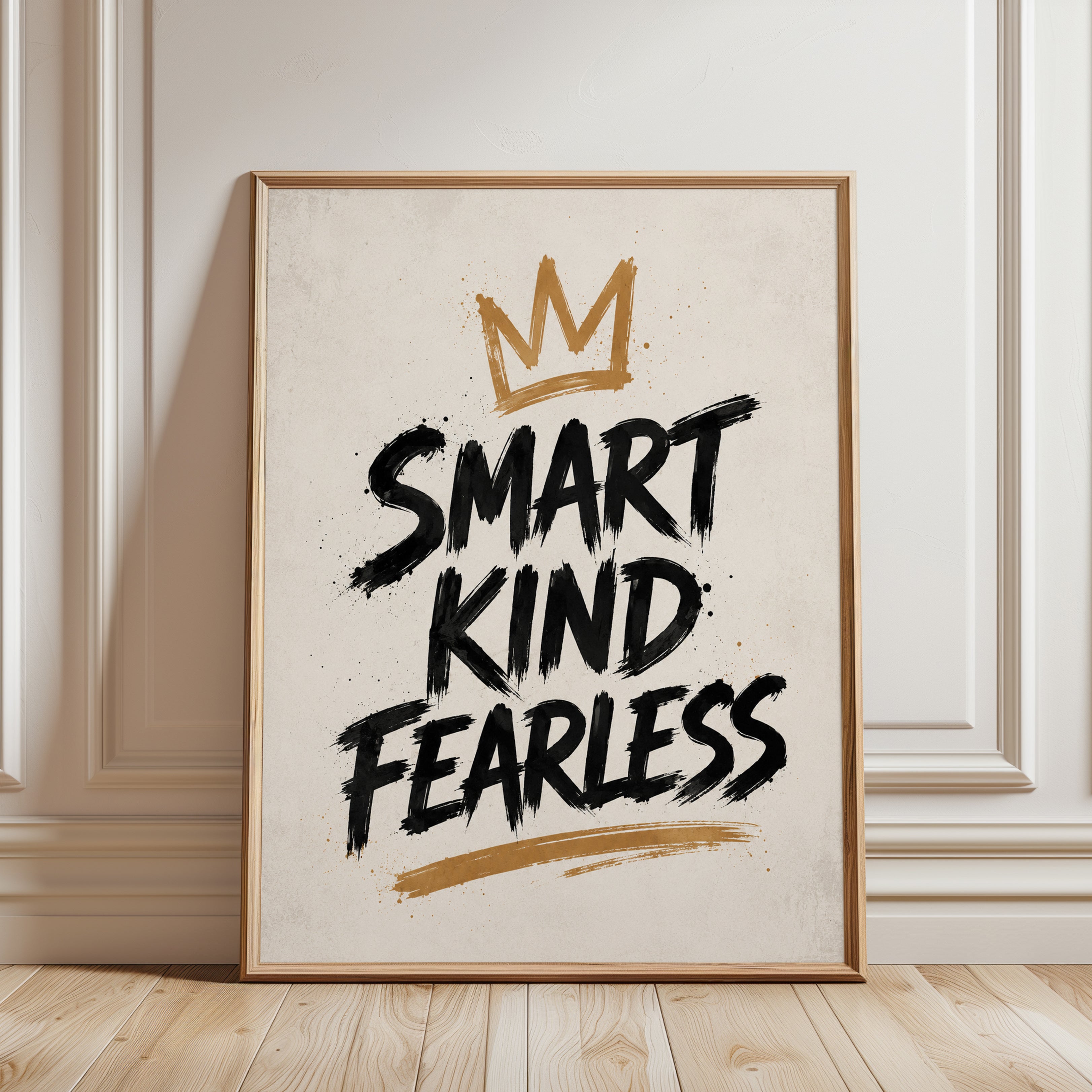 Motivational Wall Art – Smart Kind Fearless Print - framed detail