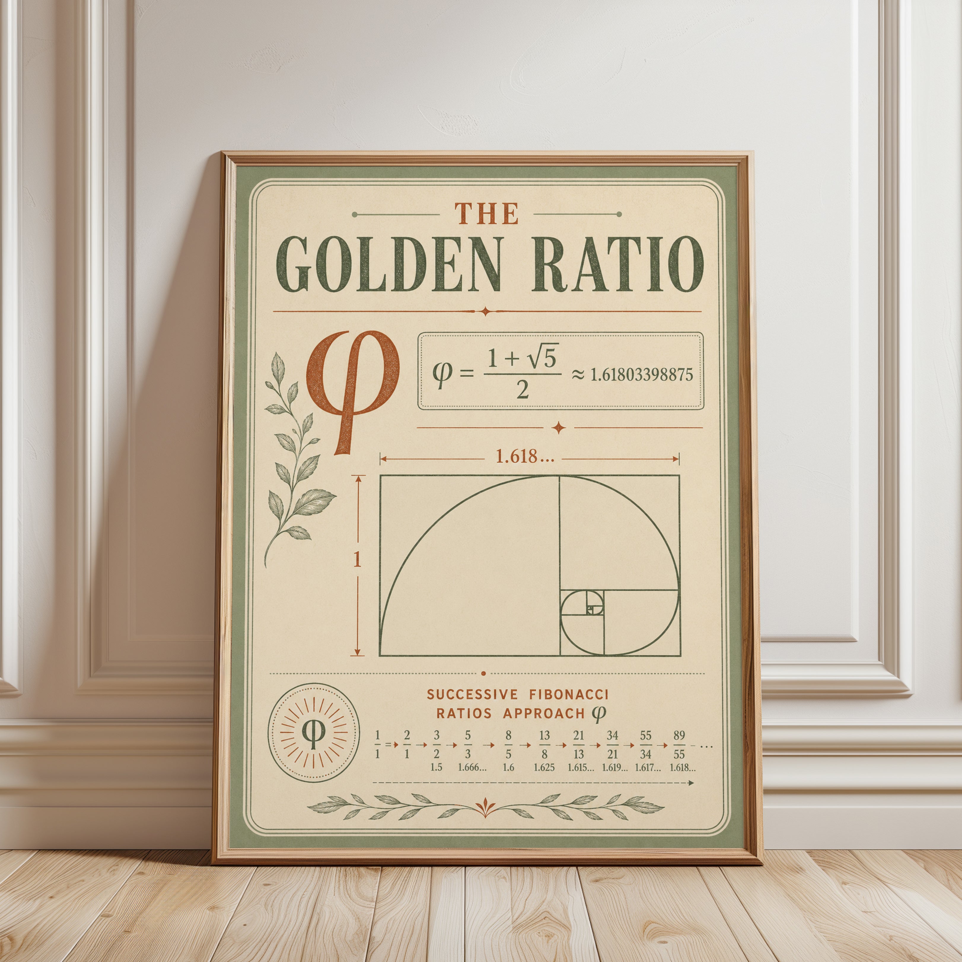 Golden Ratio Poster – Math Art Print - framed detail