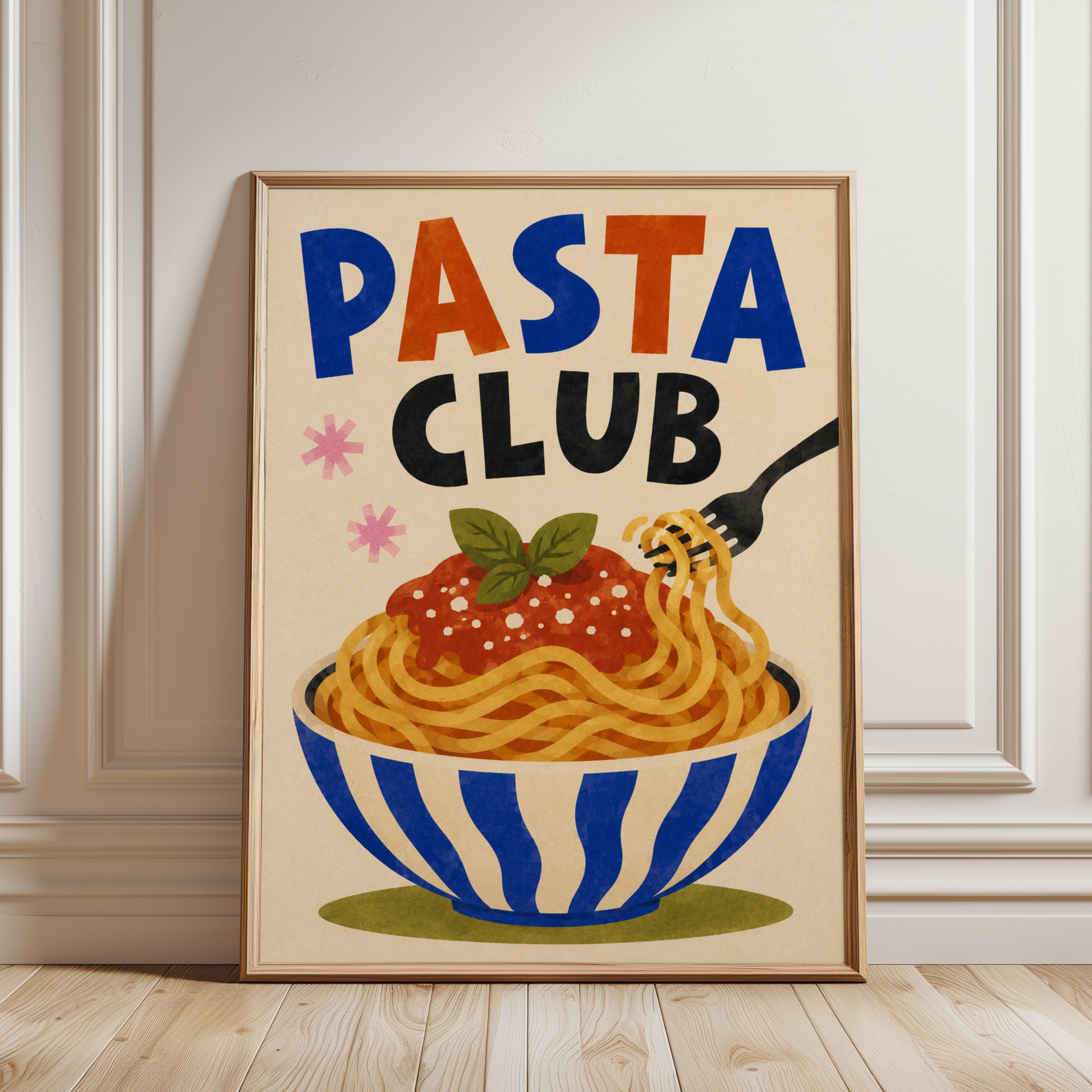 Pasta Wall Art – Kitchen Food Print - framed detail