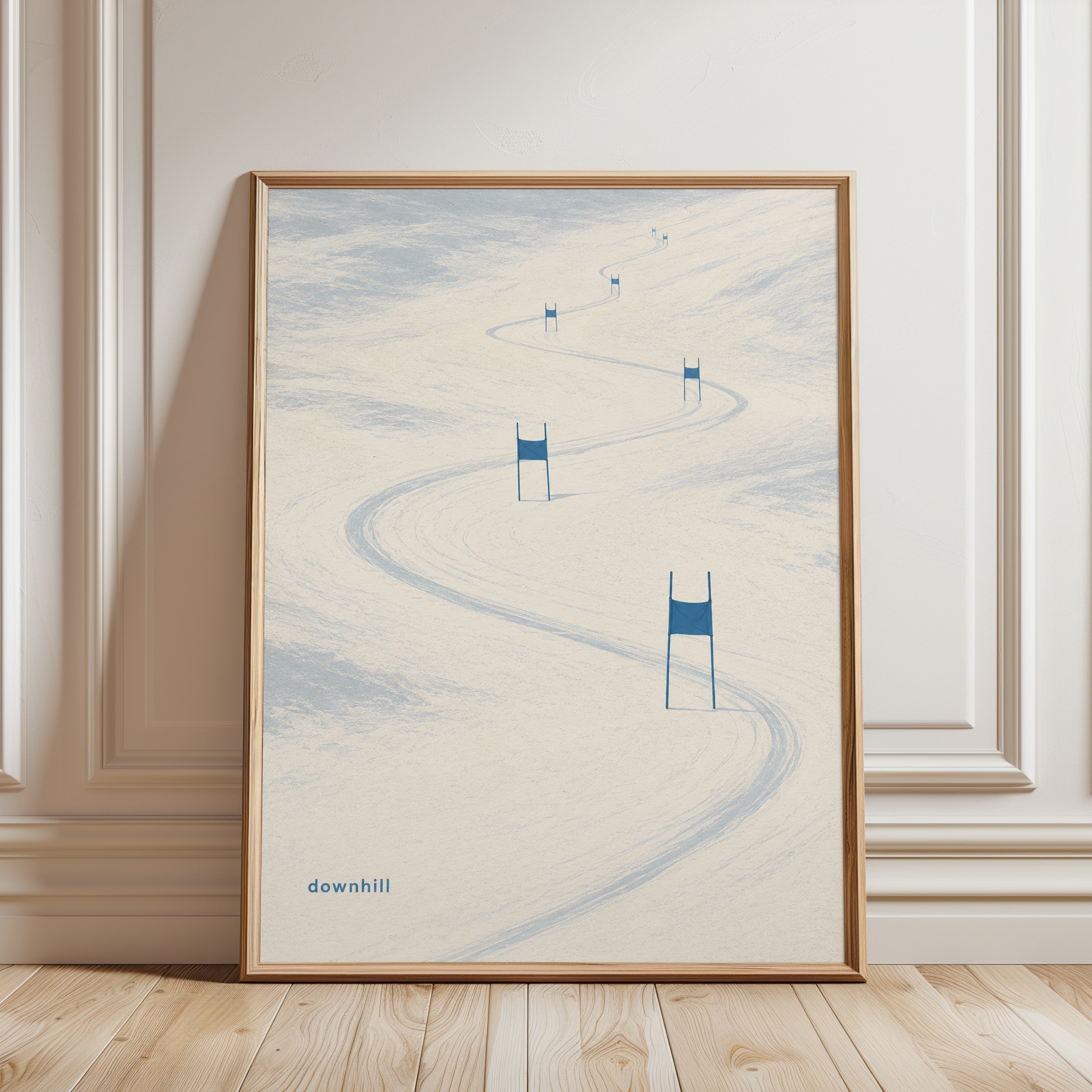 Ski Poster – Downhill Skiing Wall Art - framed detail