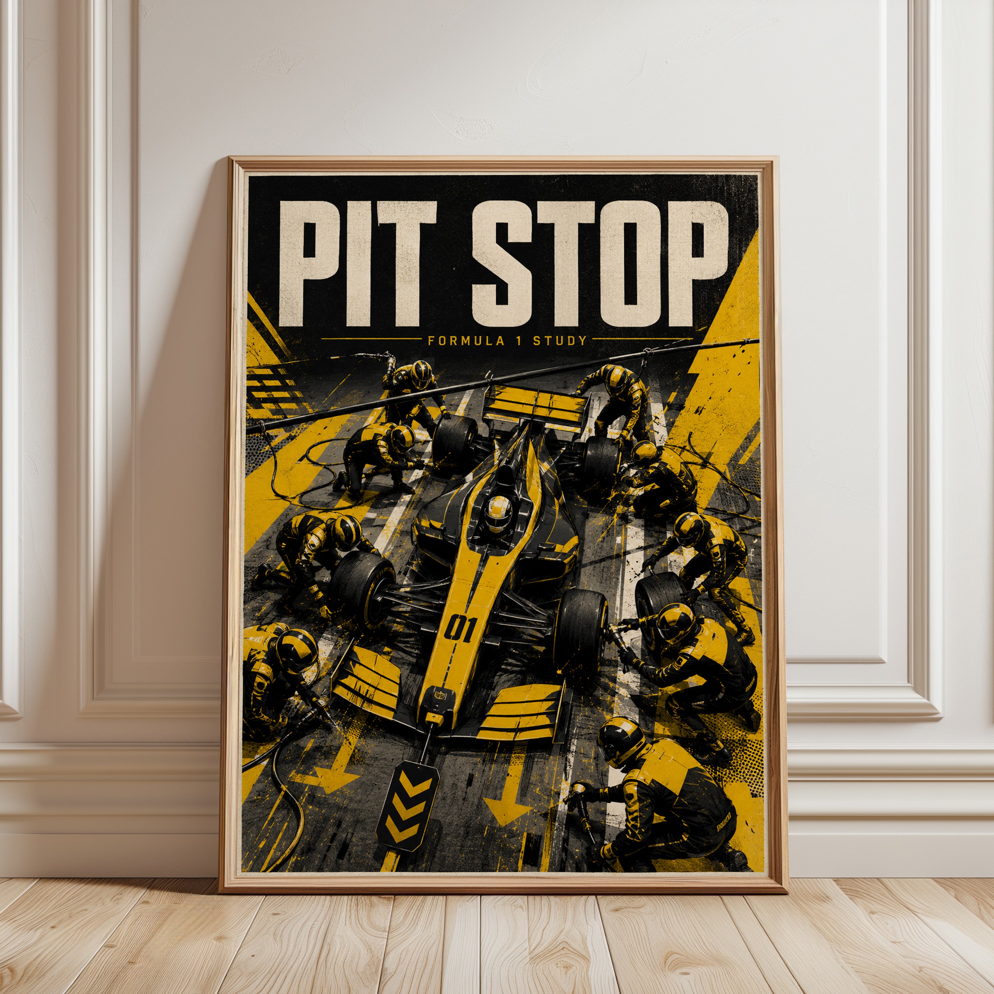 Formula 1 Pit Stop Print - framed detail