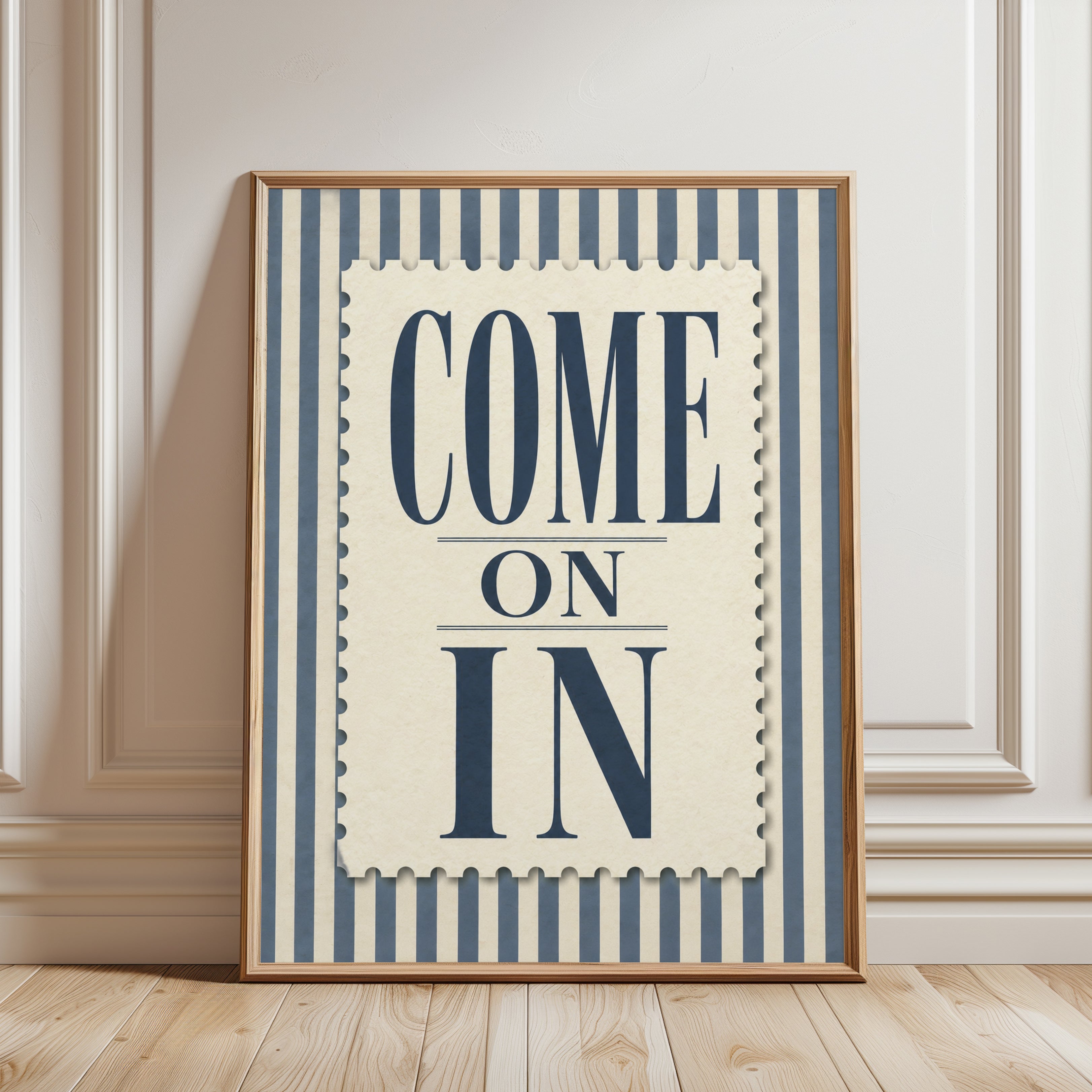 Come On In Wall Art – Vintage Typography Print - framed detail