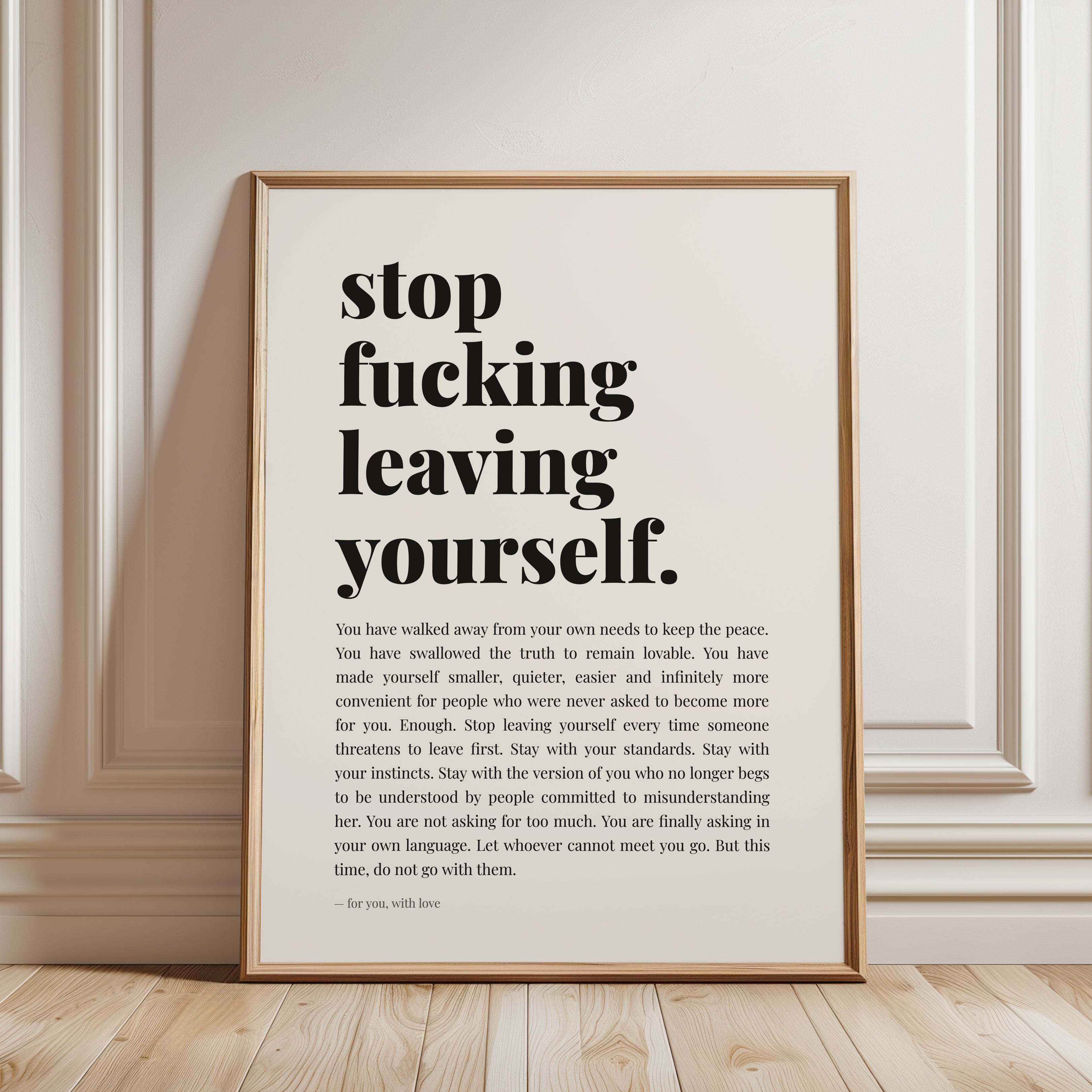 Self Love Wall Art – Empowerment Quote Print - framed detail