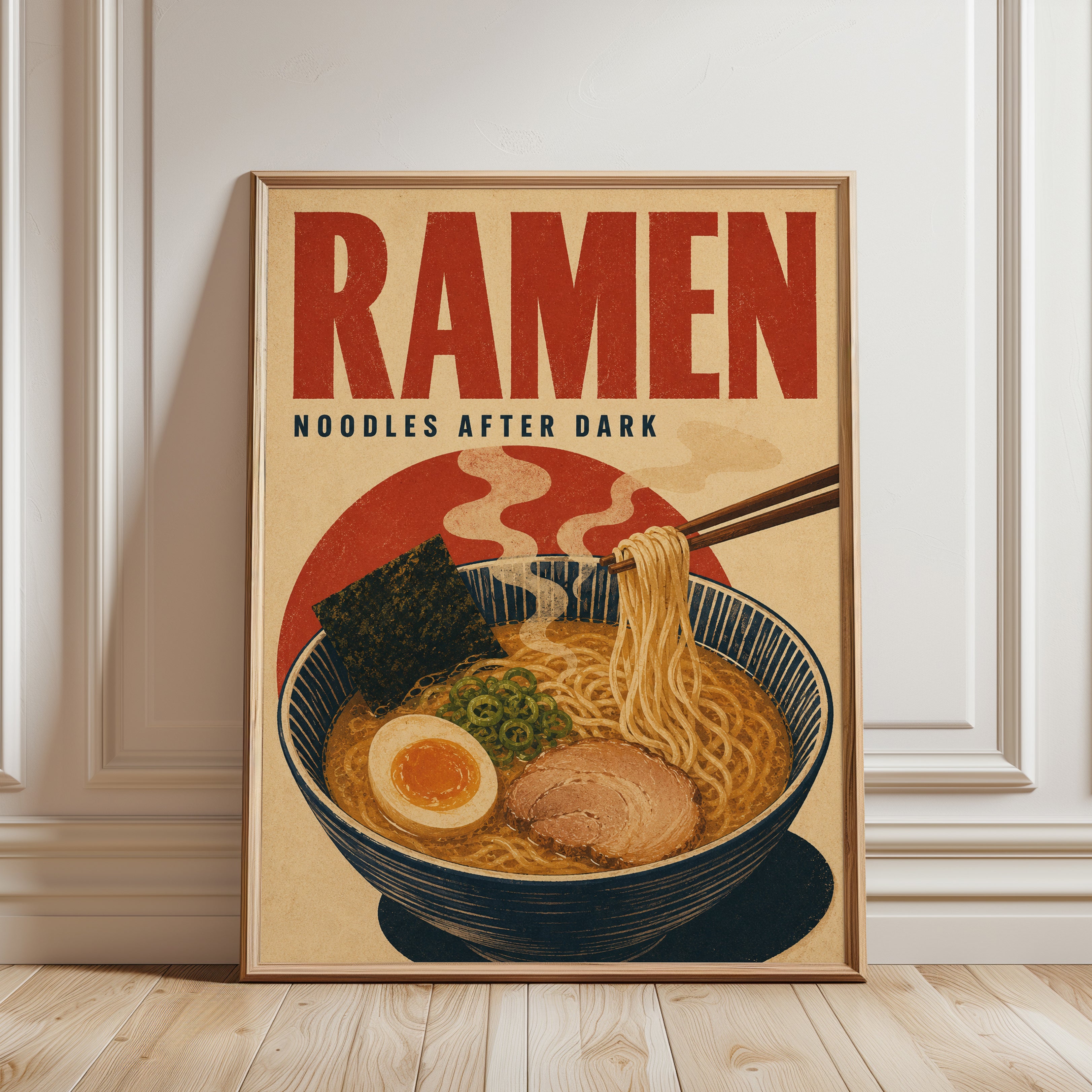 Ramen Wall Art – Japanese Kitchen Decor - framed detail