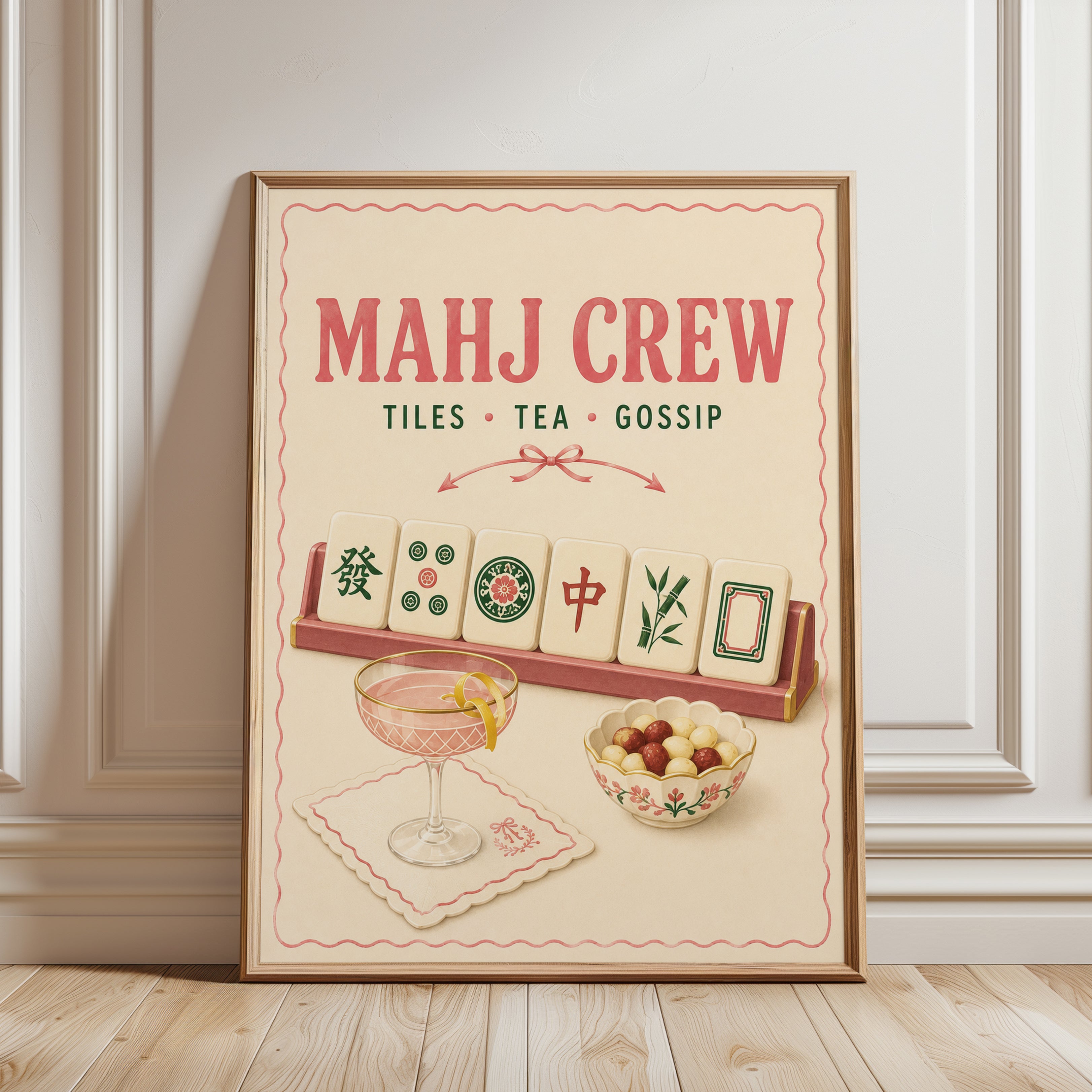 Mahjong Wall Art – Game Room Print - framed detail