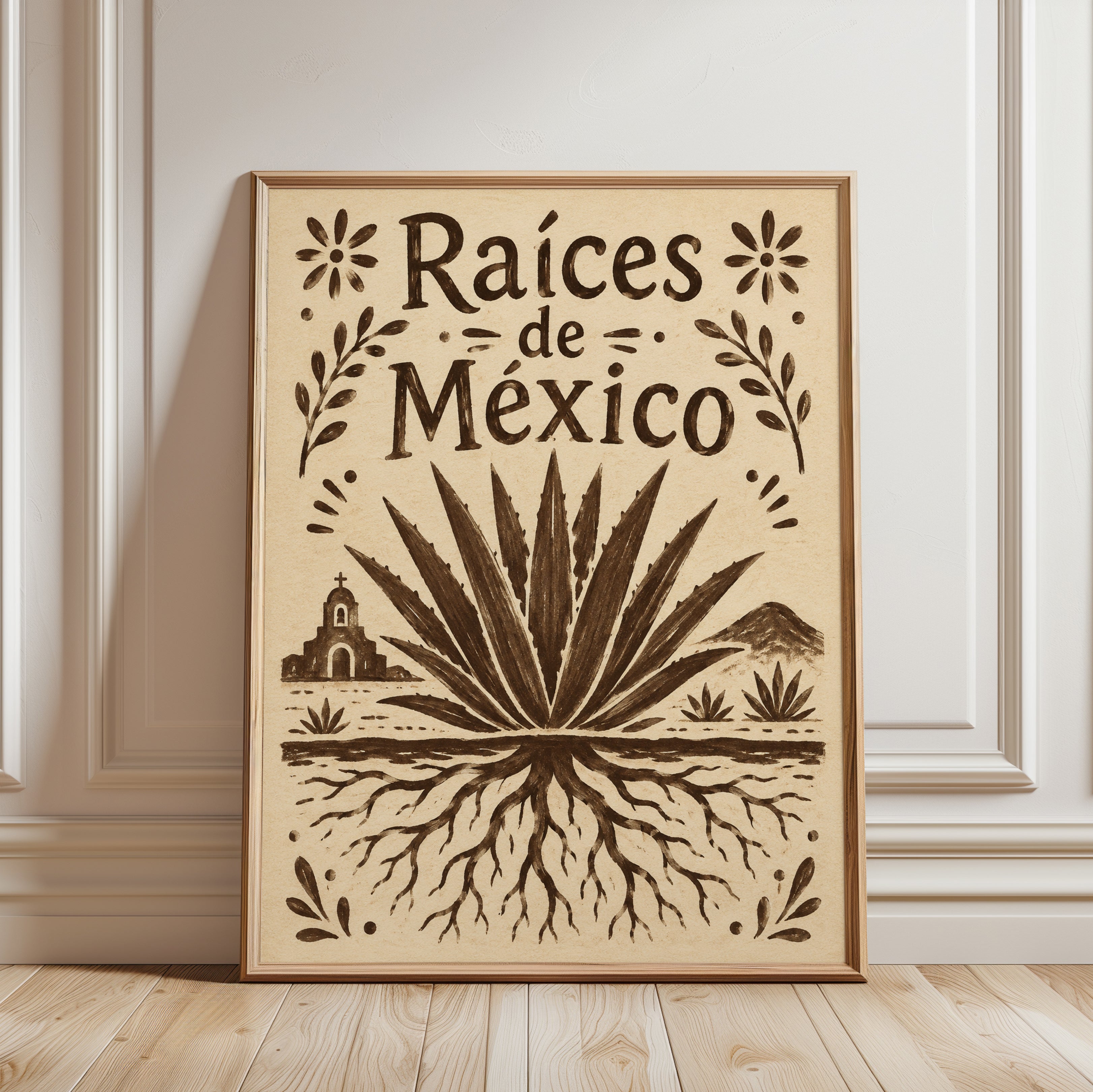 Mexican Folk Art Print – Roots of Mexico Poster - framed detail