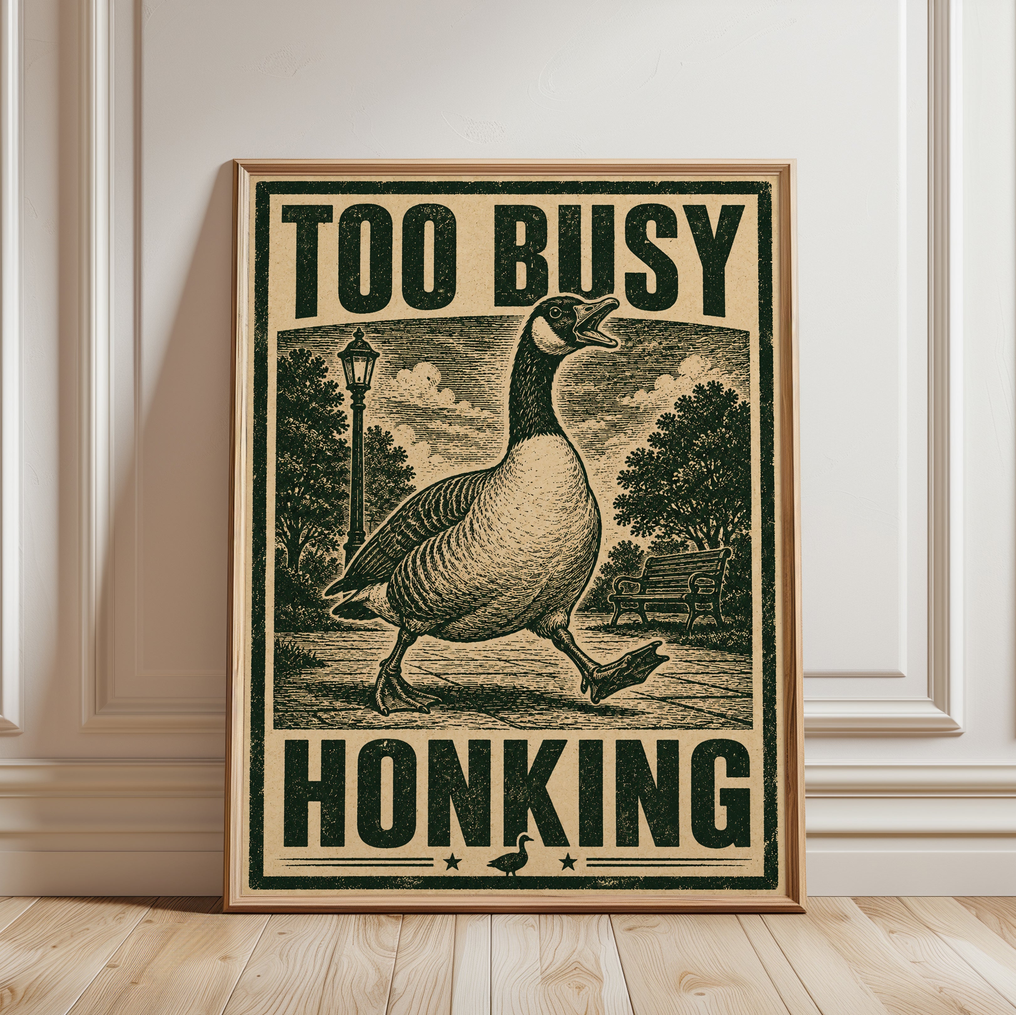 Goose Humor Poster: Vintage Style - framed detail