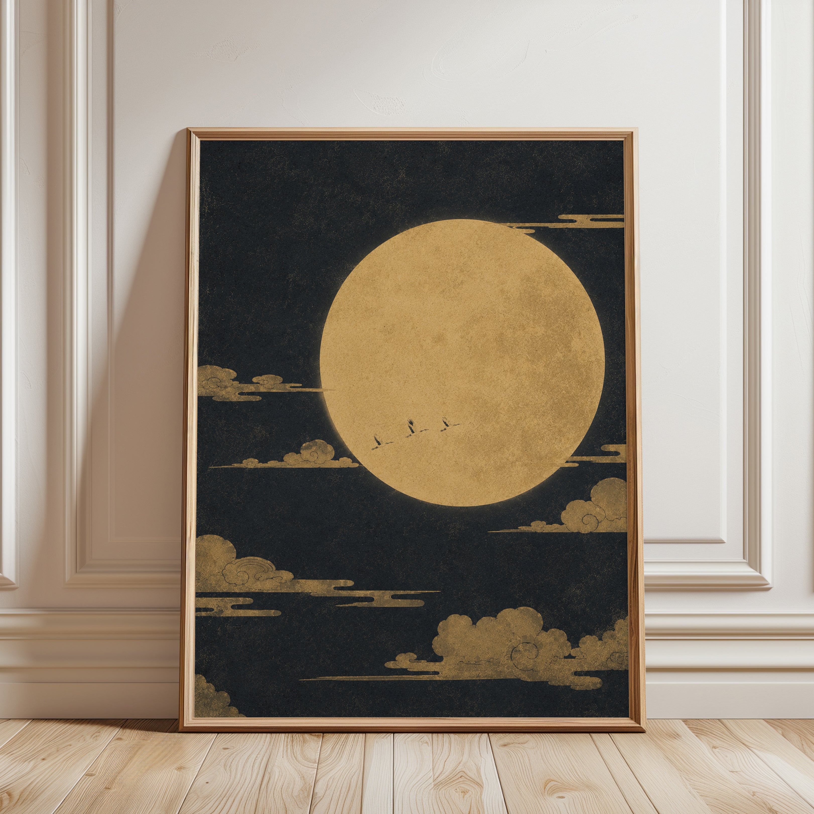 Japanese Moon Print - framed detail
