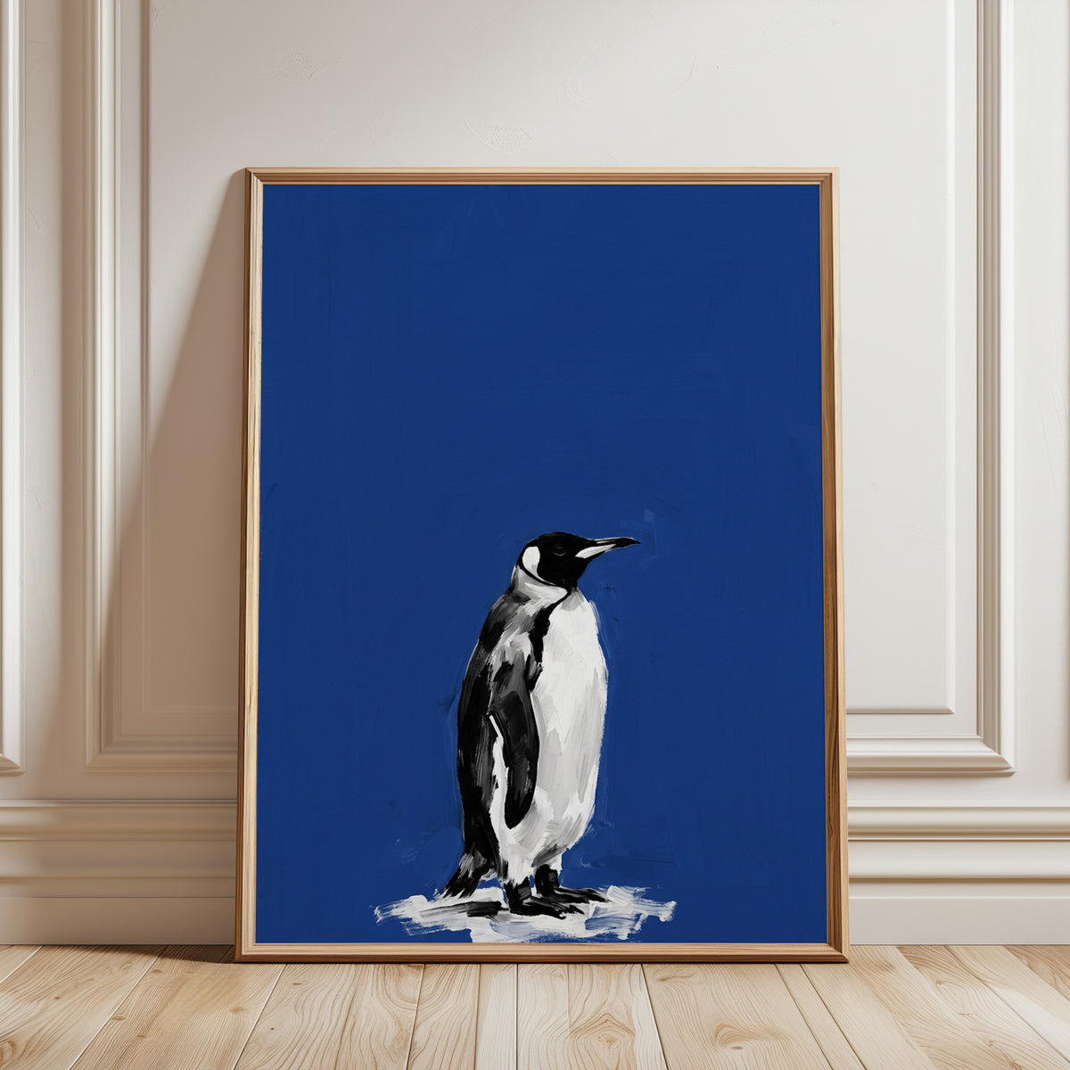 Bold Penguin Art Print – Painterly Animal Wall Art - framed detail