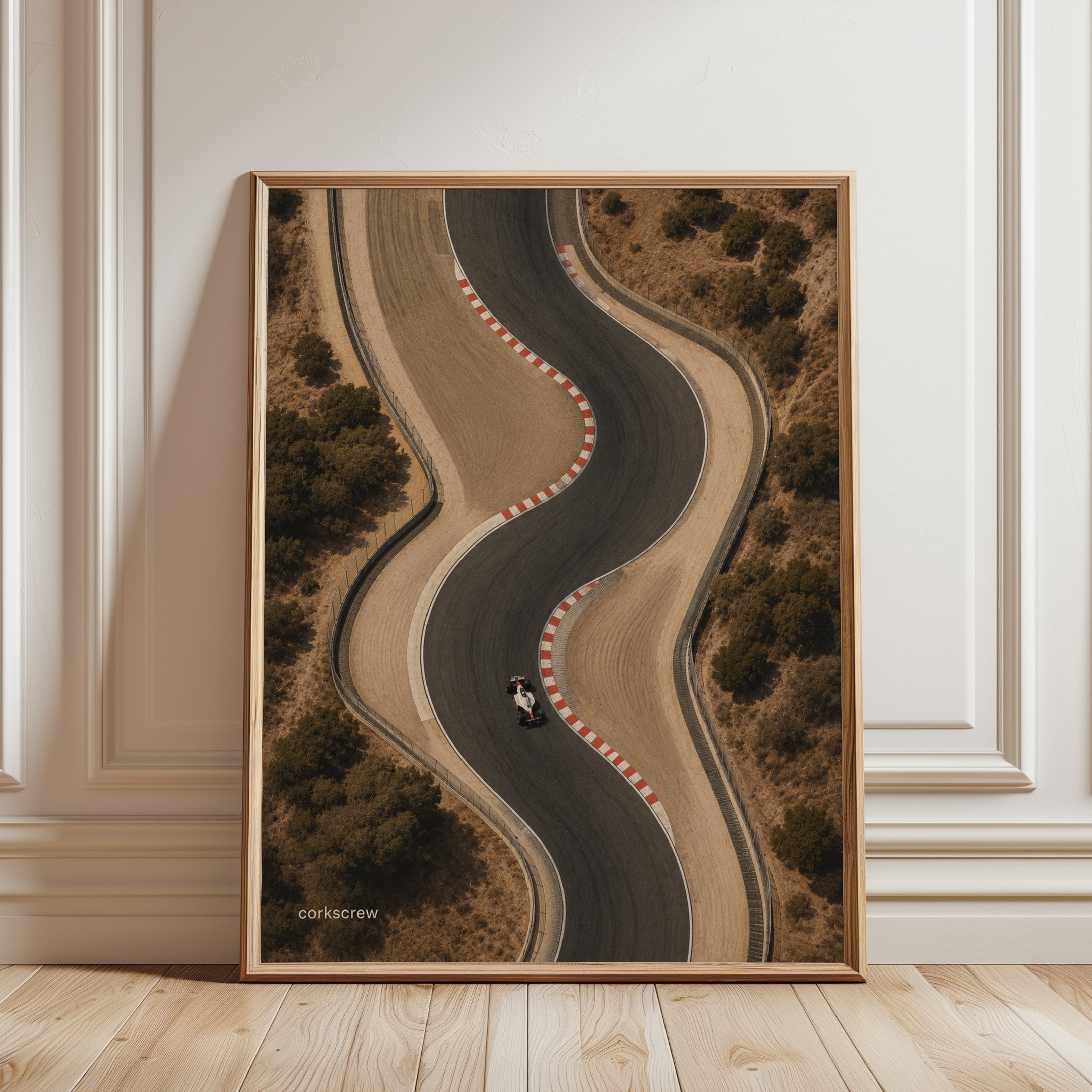 Race Track Wall Art – Aerial Racing Print - framed detail
