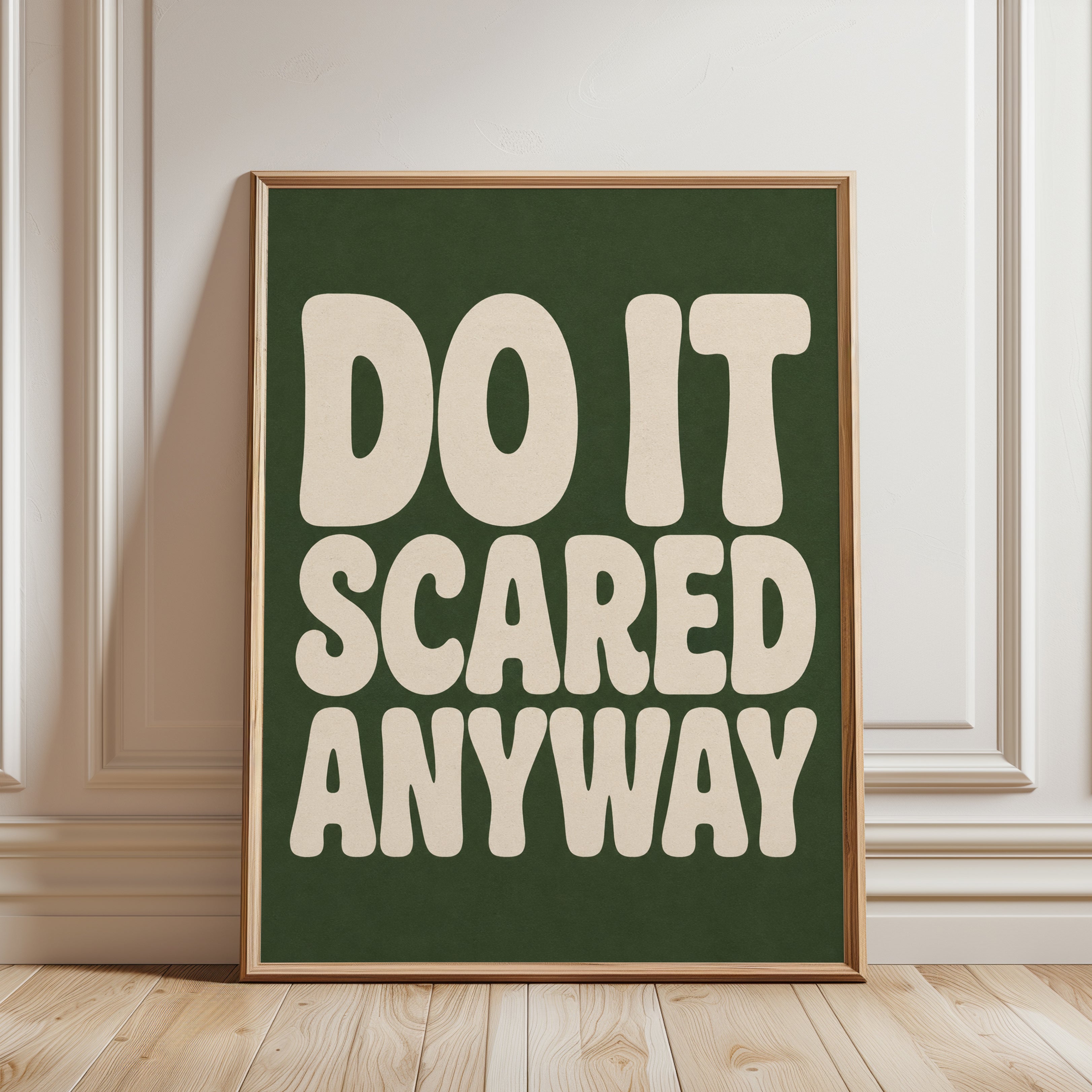 Motivational Wall Art: Bold Typography on Deep Green - framed detail