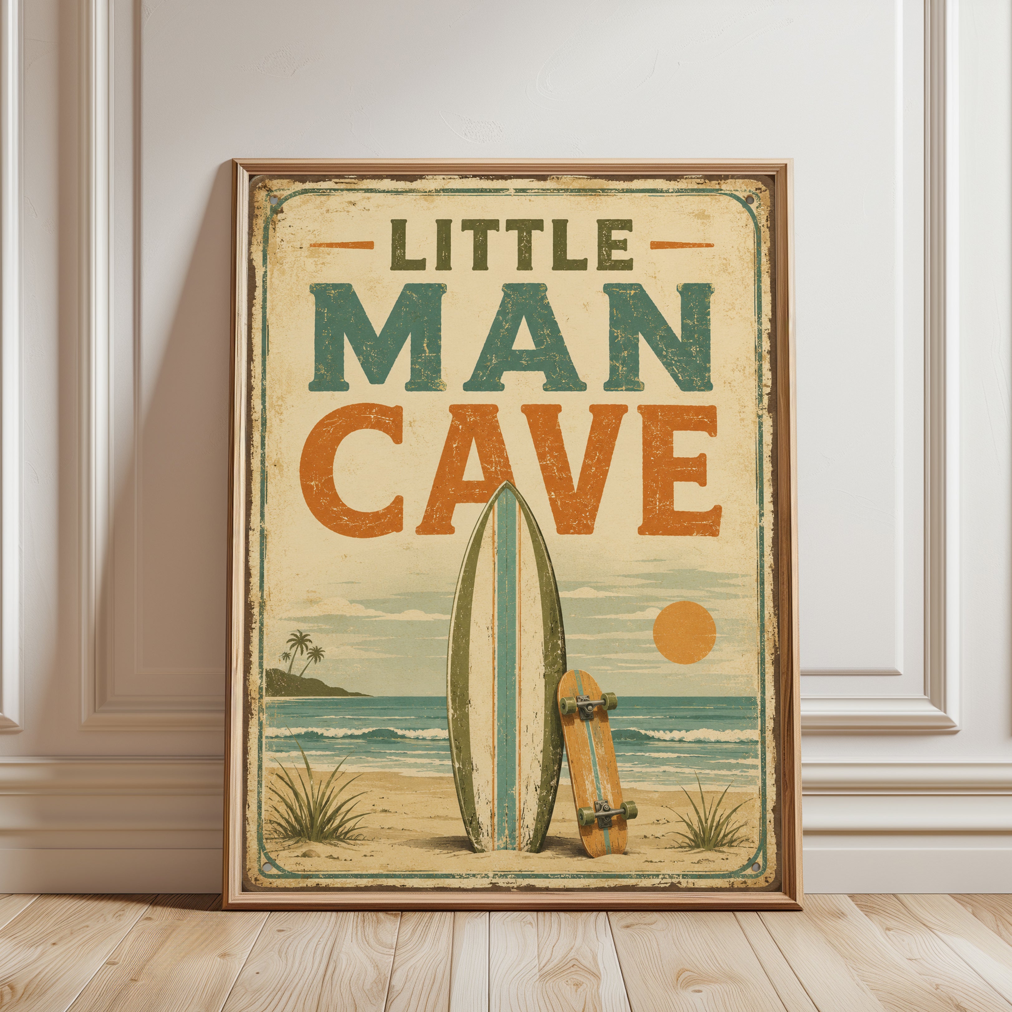 Man Cave Wall Art – Surfboard Poster - framed detail