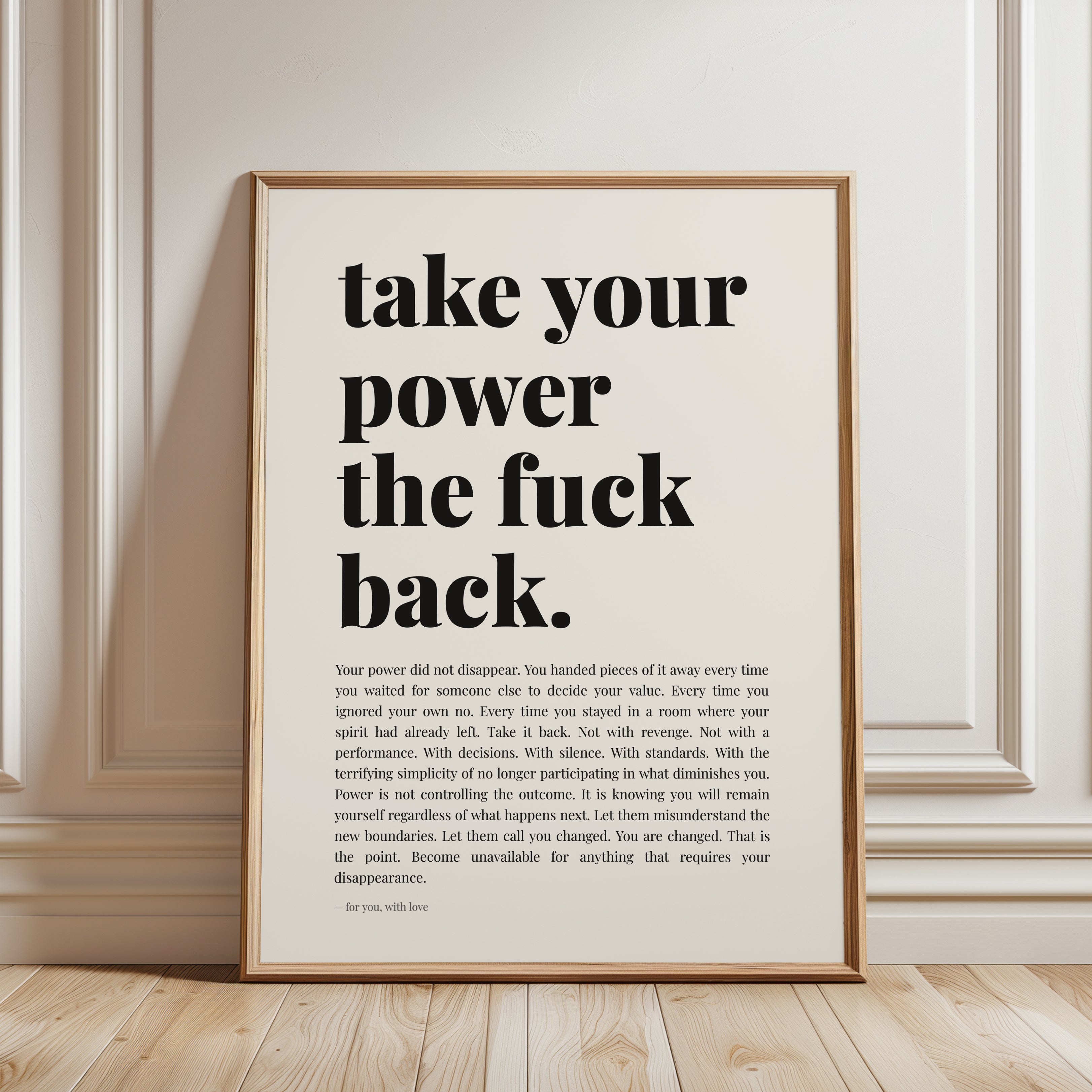 Empowerment Quote Print - framed detail