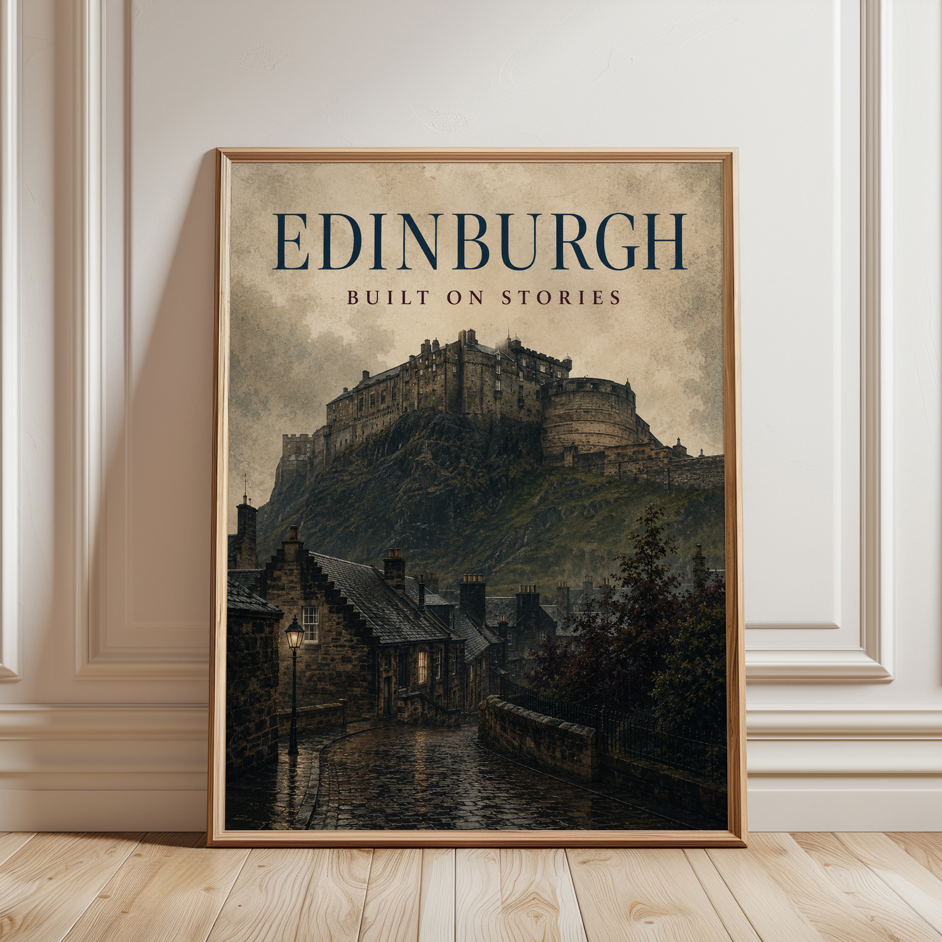 Edinburgh Castle Poster – Scotland Travel Print - framed detail