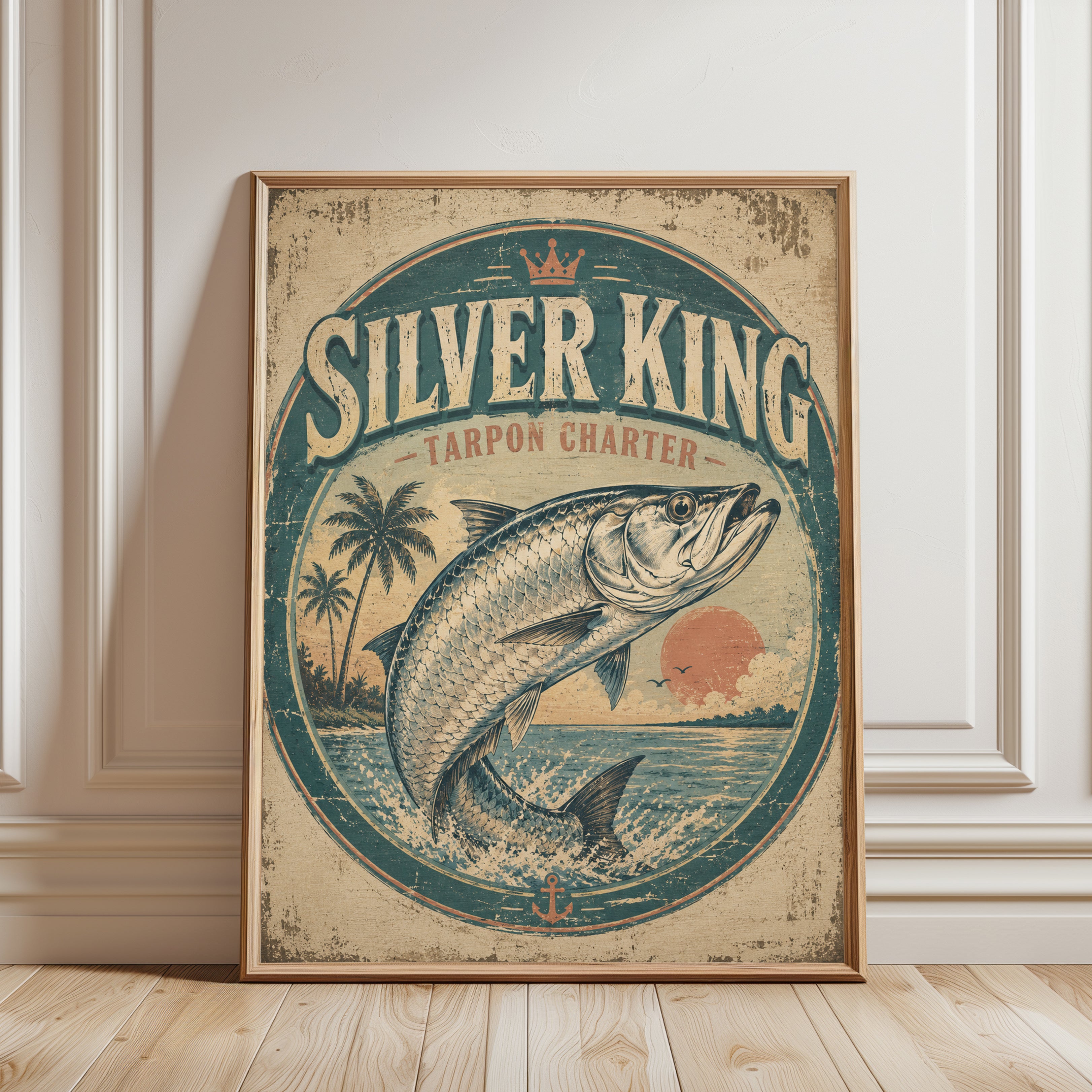 Fishing Wall Art – Vintage Tarpon Poster - framed detail