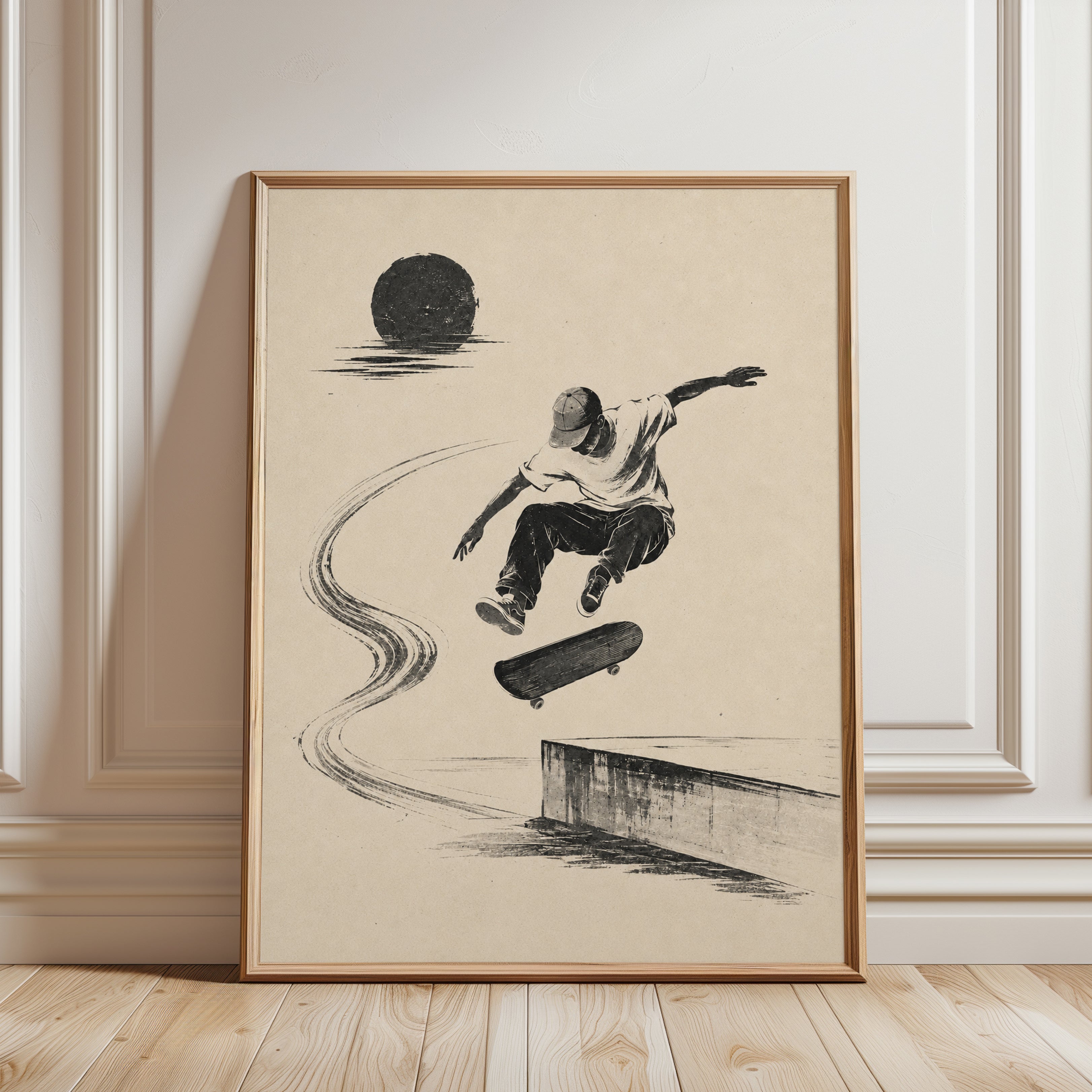 Skateboarding Wall Art – Urban Street Art Print - framed detail