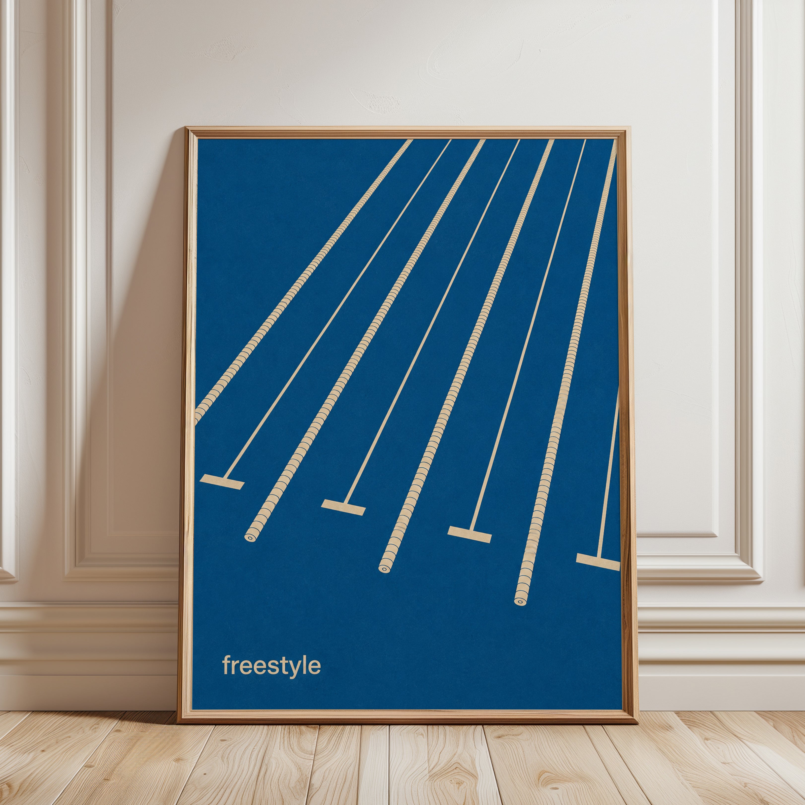 Swimming Pool Wall Art – Minimalist Sports Print - framed detail