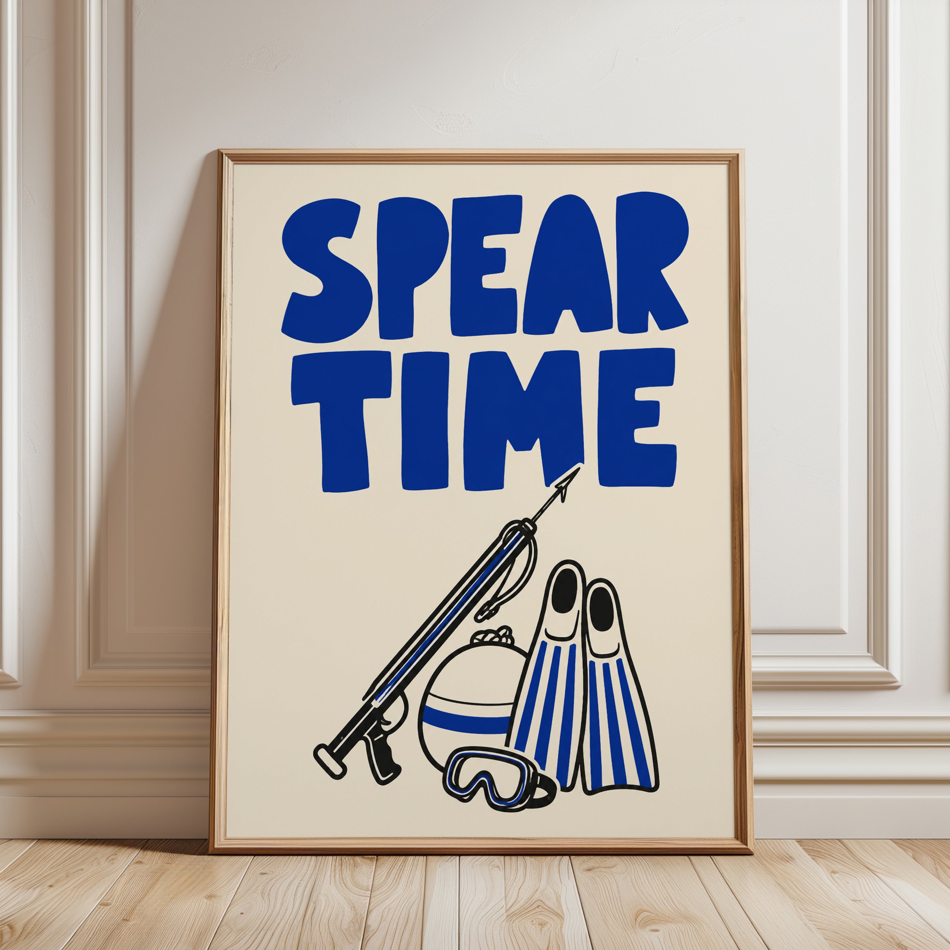 Spearfishing Wall Art – Retro Typography Print - framed detail