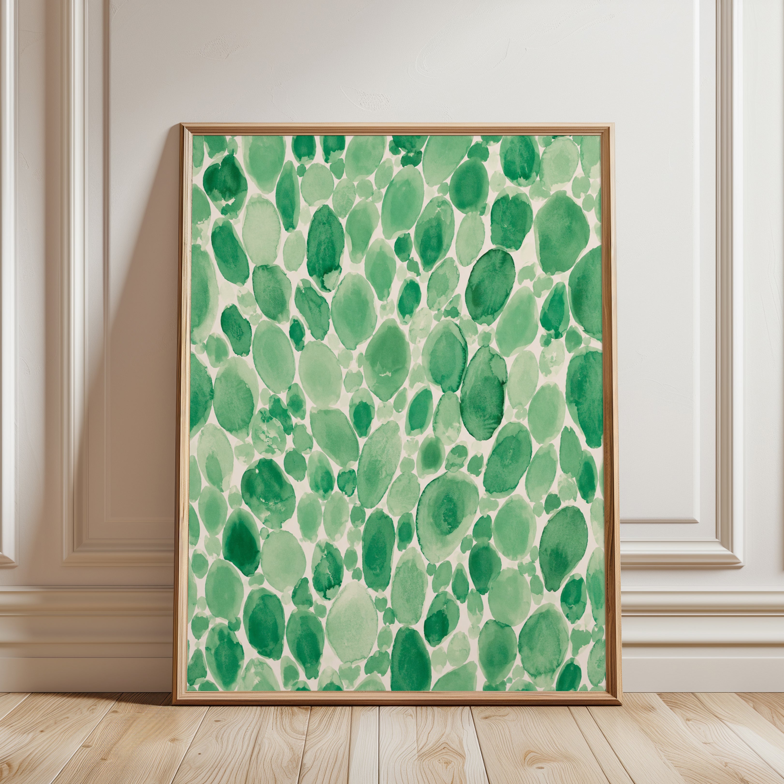 Green Watercolor Wall Art - framed detail