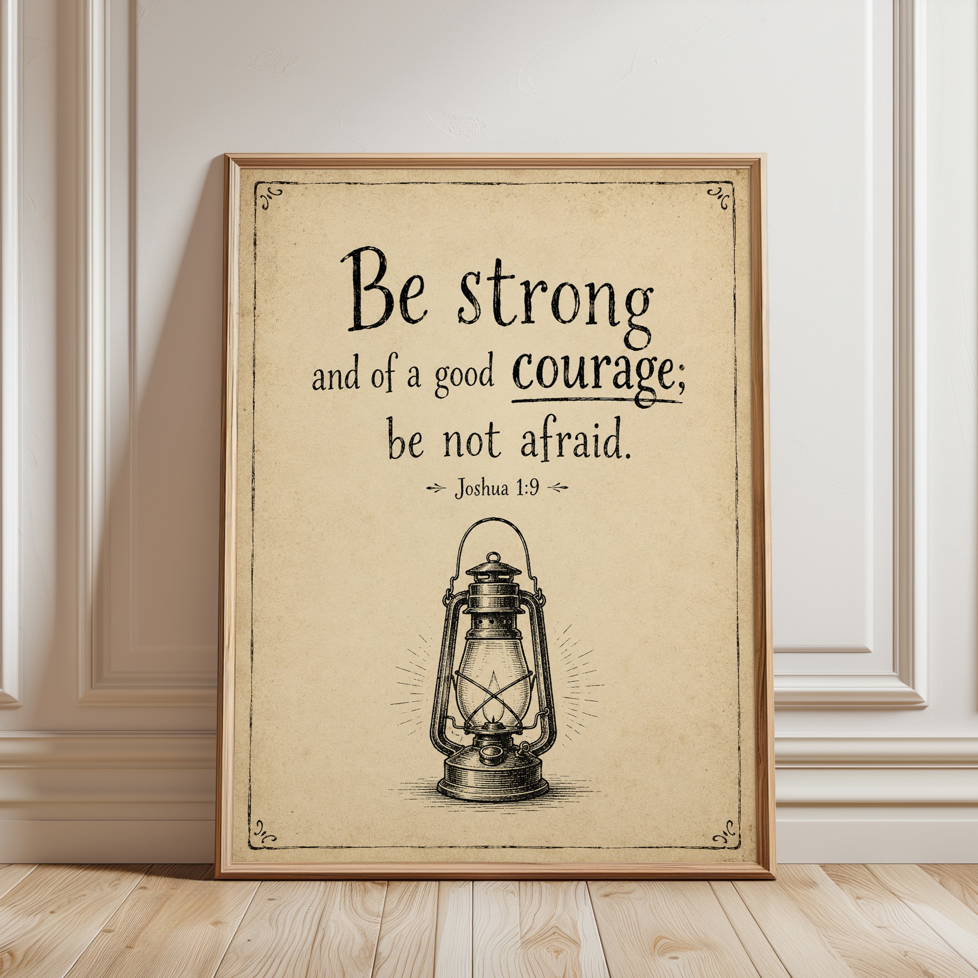 Inspirational Bible Verse Print – Joshua 1:9 - framed detail