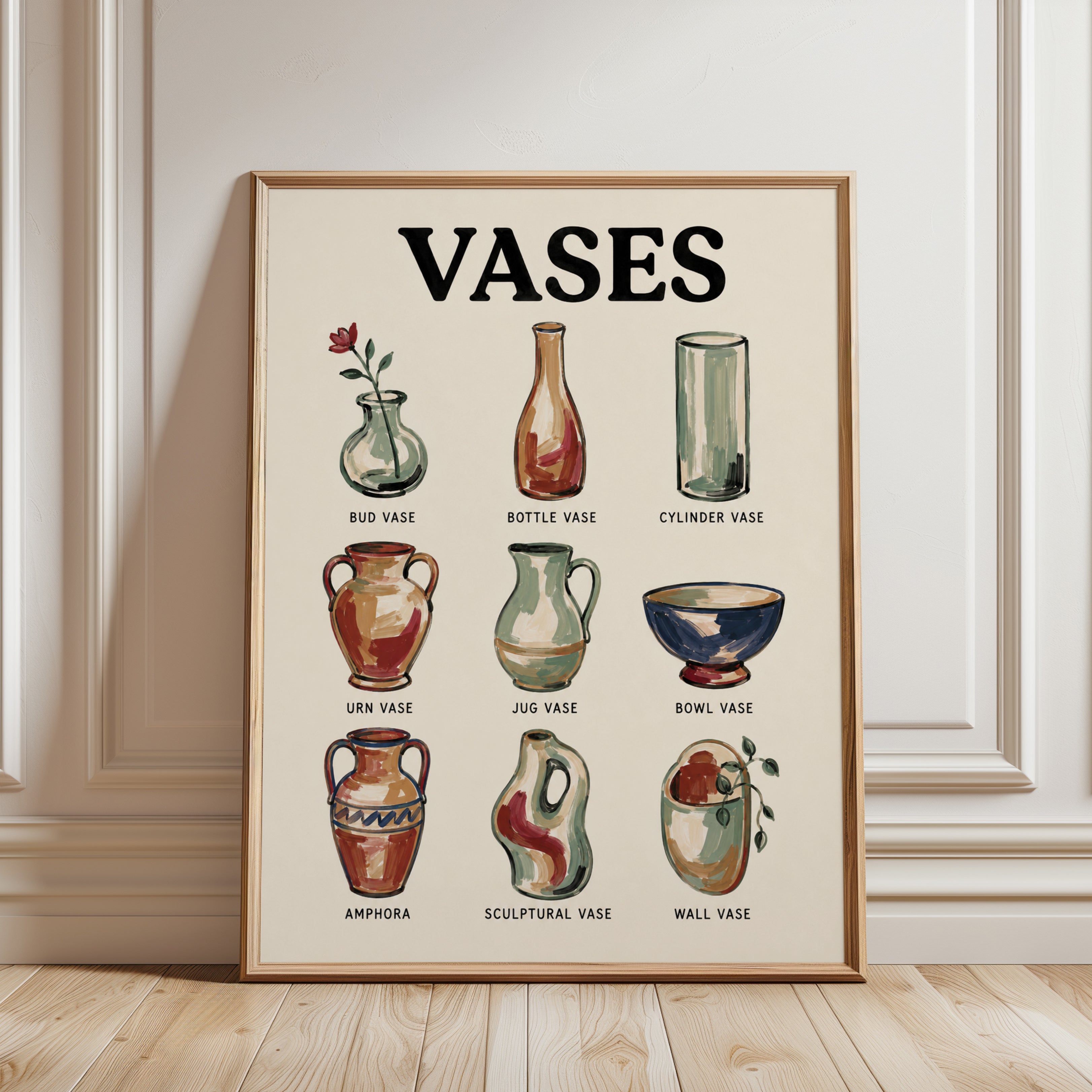 Vases Wall Art – Kitchen Decor - framed detail