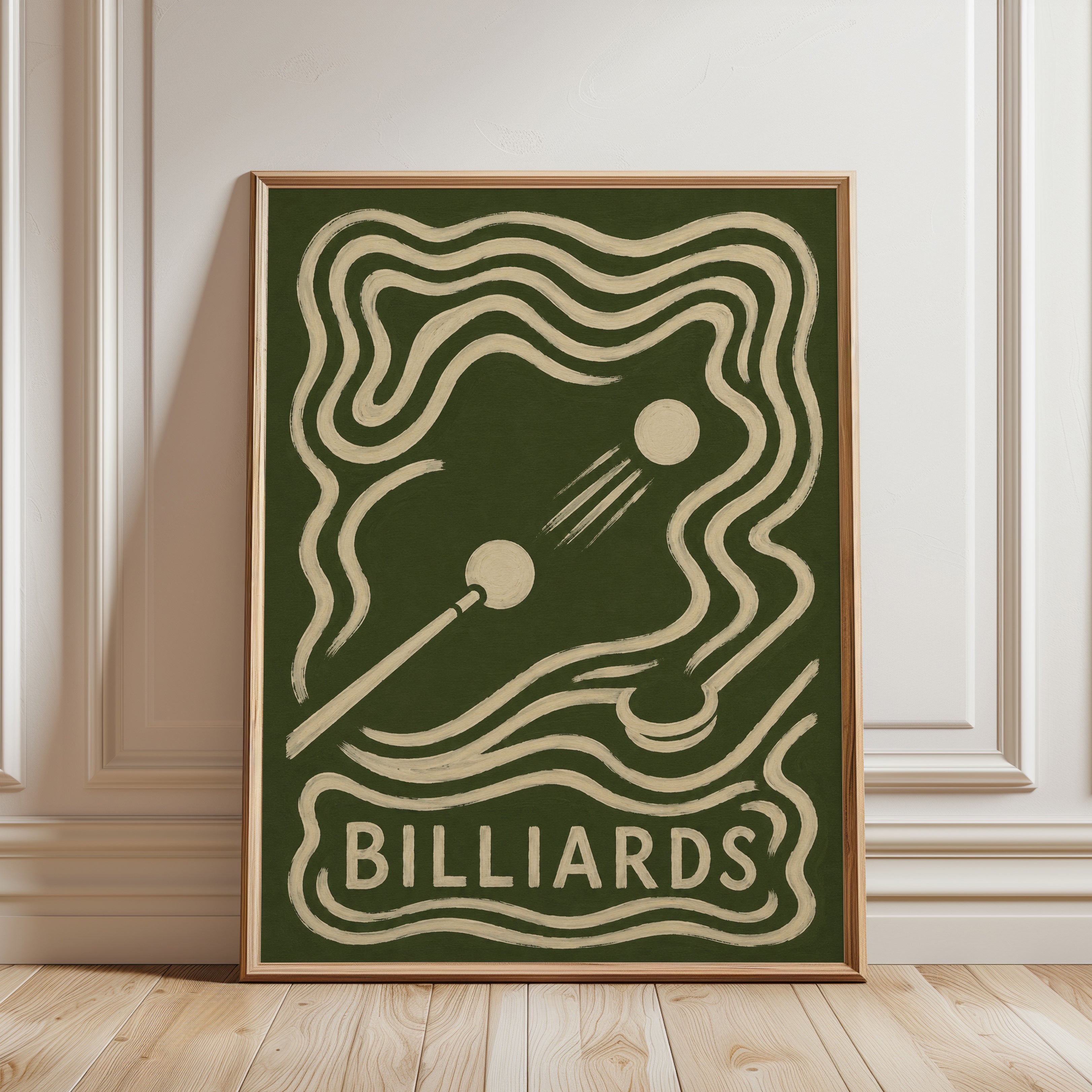 Billiards Wall Art – Vintage Pool Room Decor - framed detail