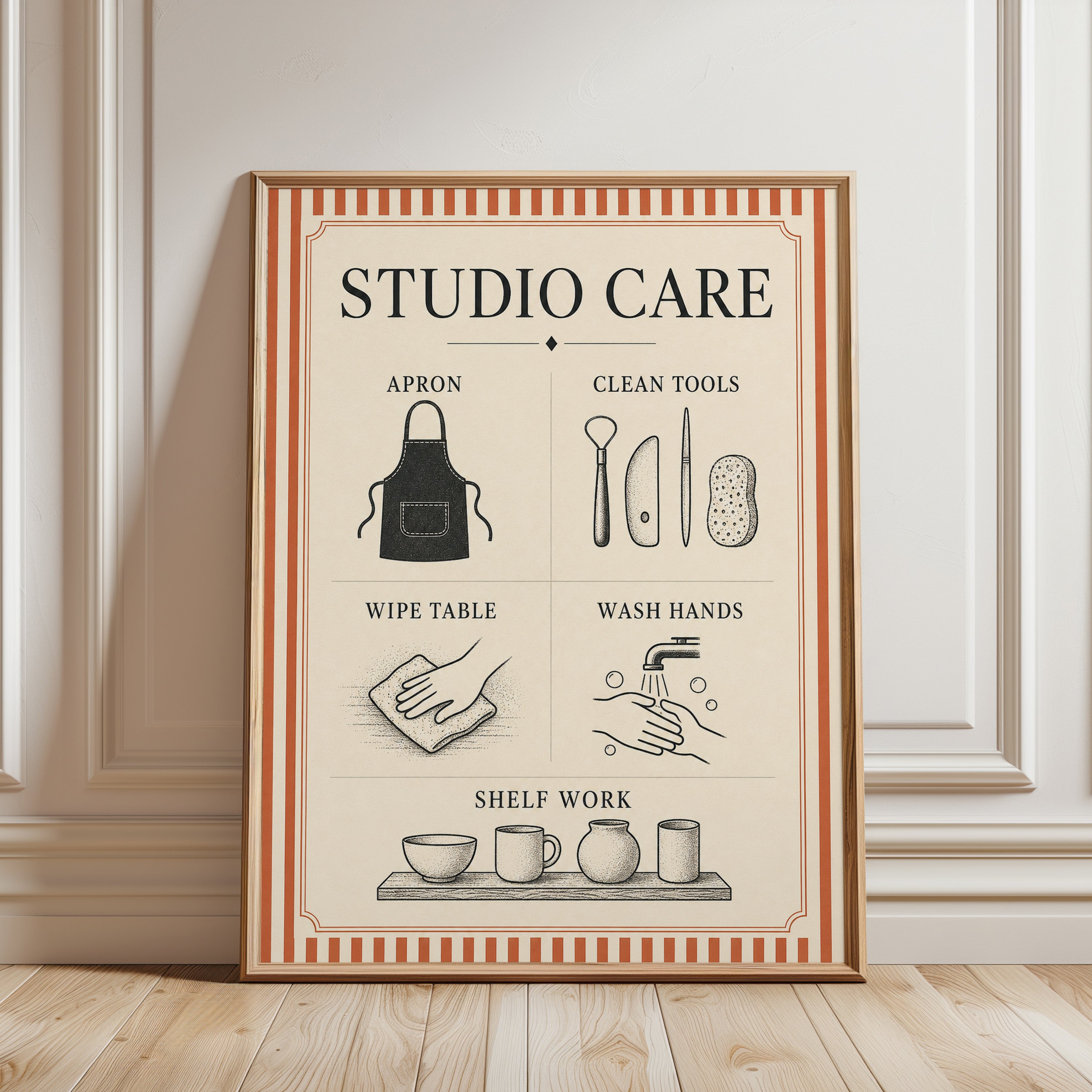 Vintage Studio Care Guide Print - framed detail