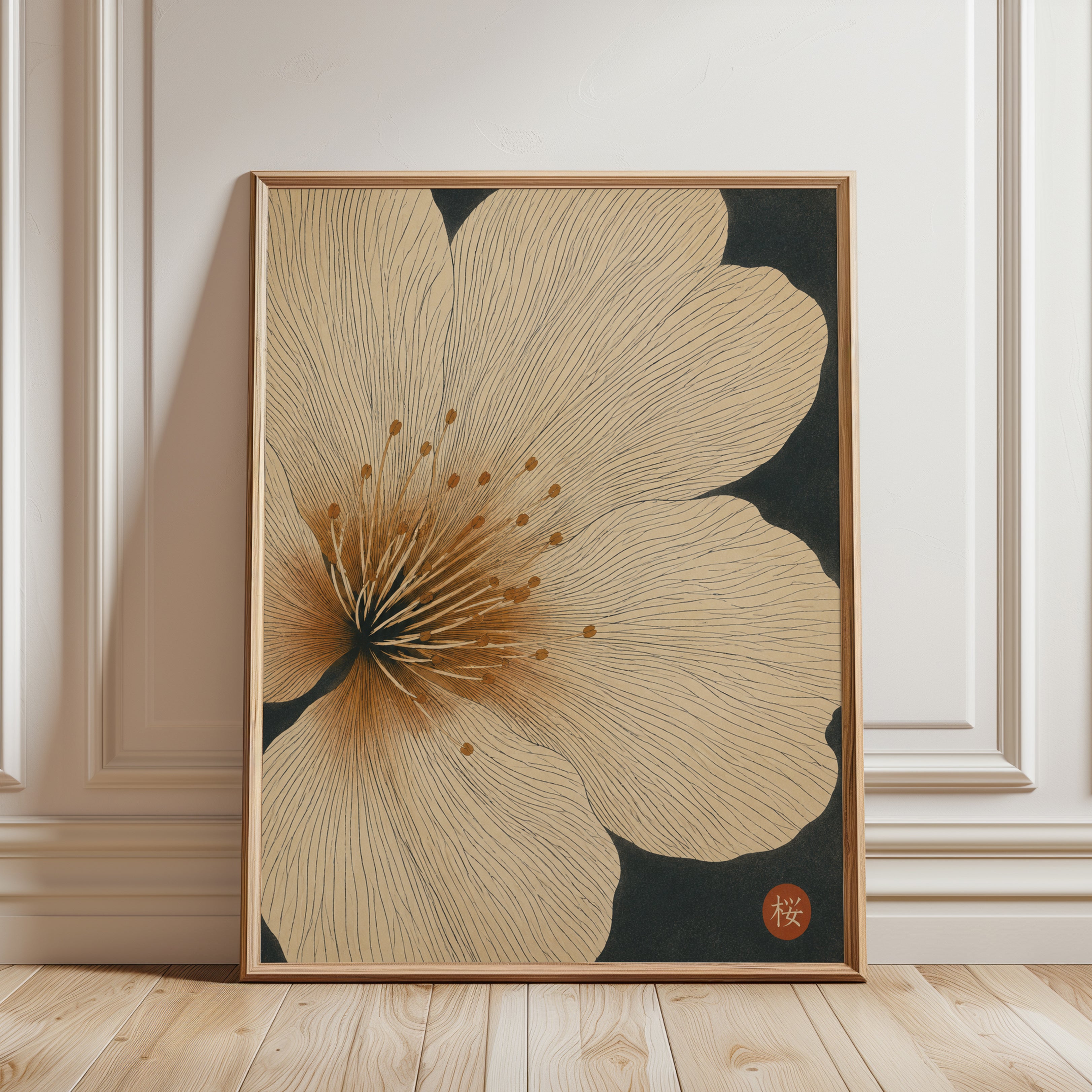Japanese Floral Print – Botanical Wall Art - framed detail