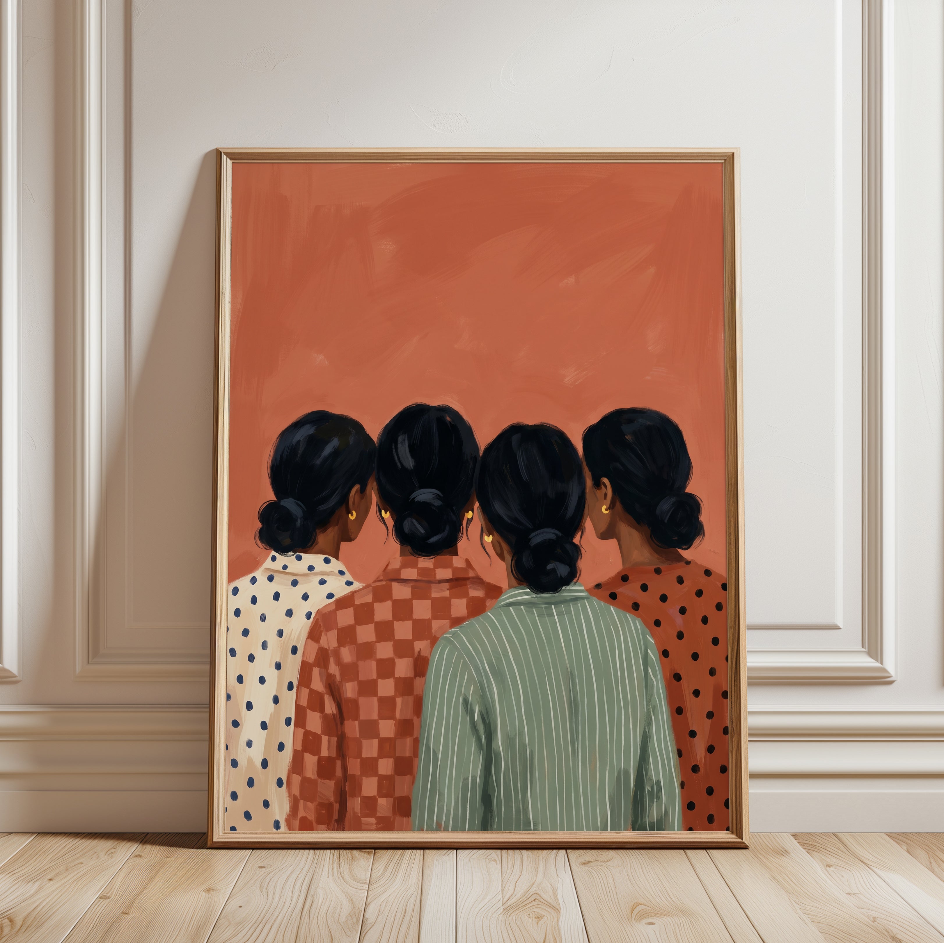 Figurative Women Portrait Print — Back View - framed detail