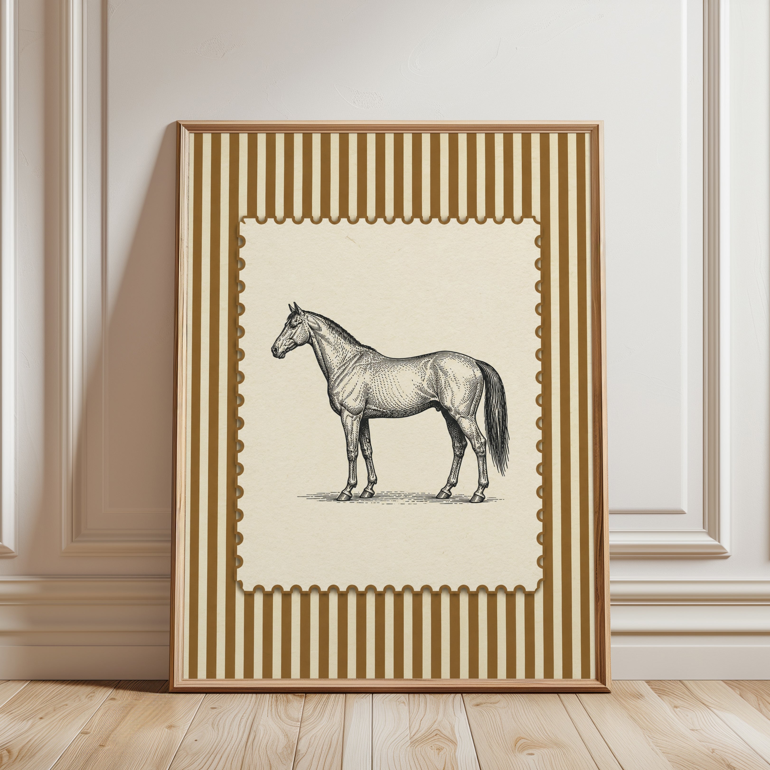 Horse Wall Art – Vintage Animal Print - framed detail
