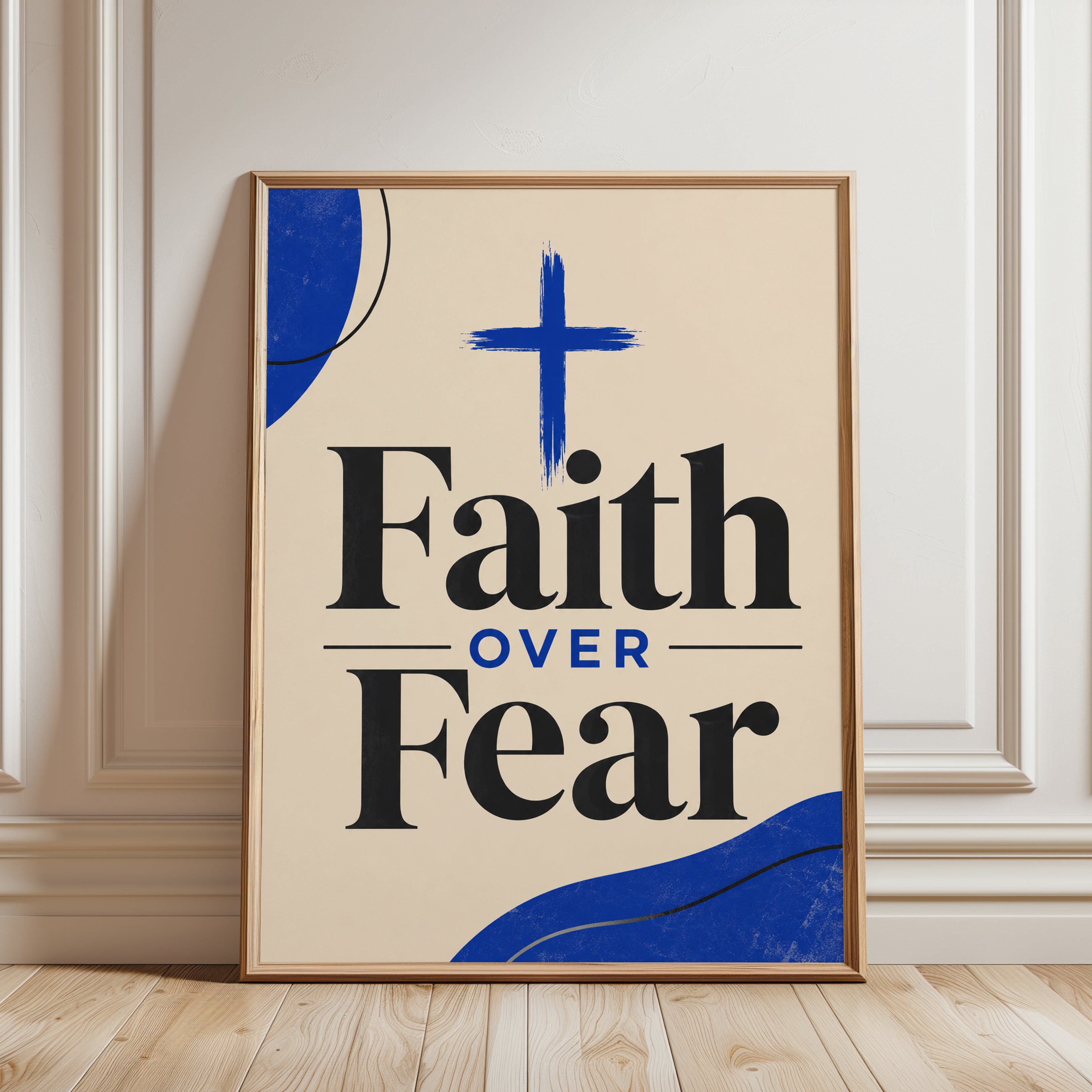 Faith Over Fear Print – Christian Wall Art - framed detail