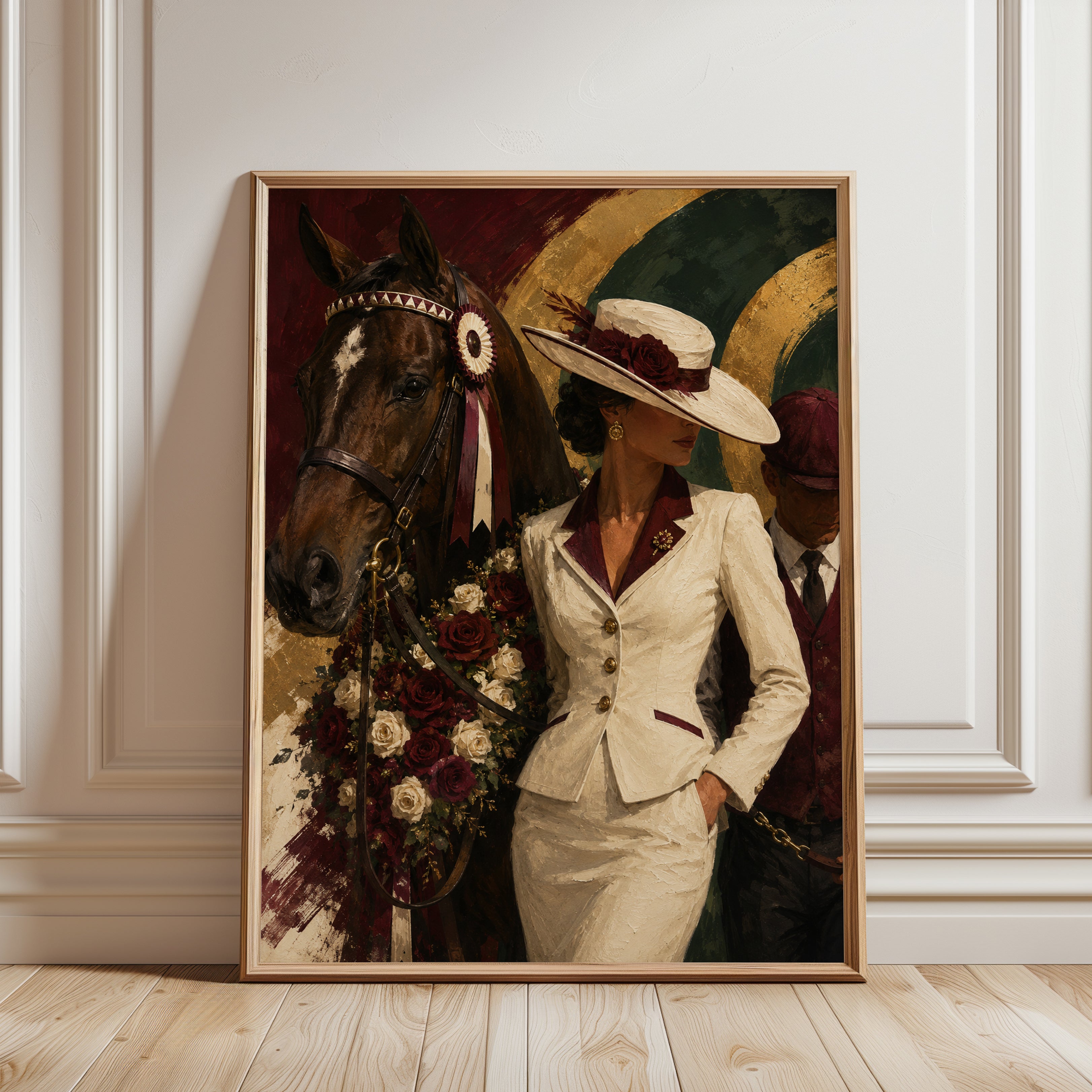 Equestrian Fashion Print – Woman & Horse - framed detail