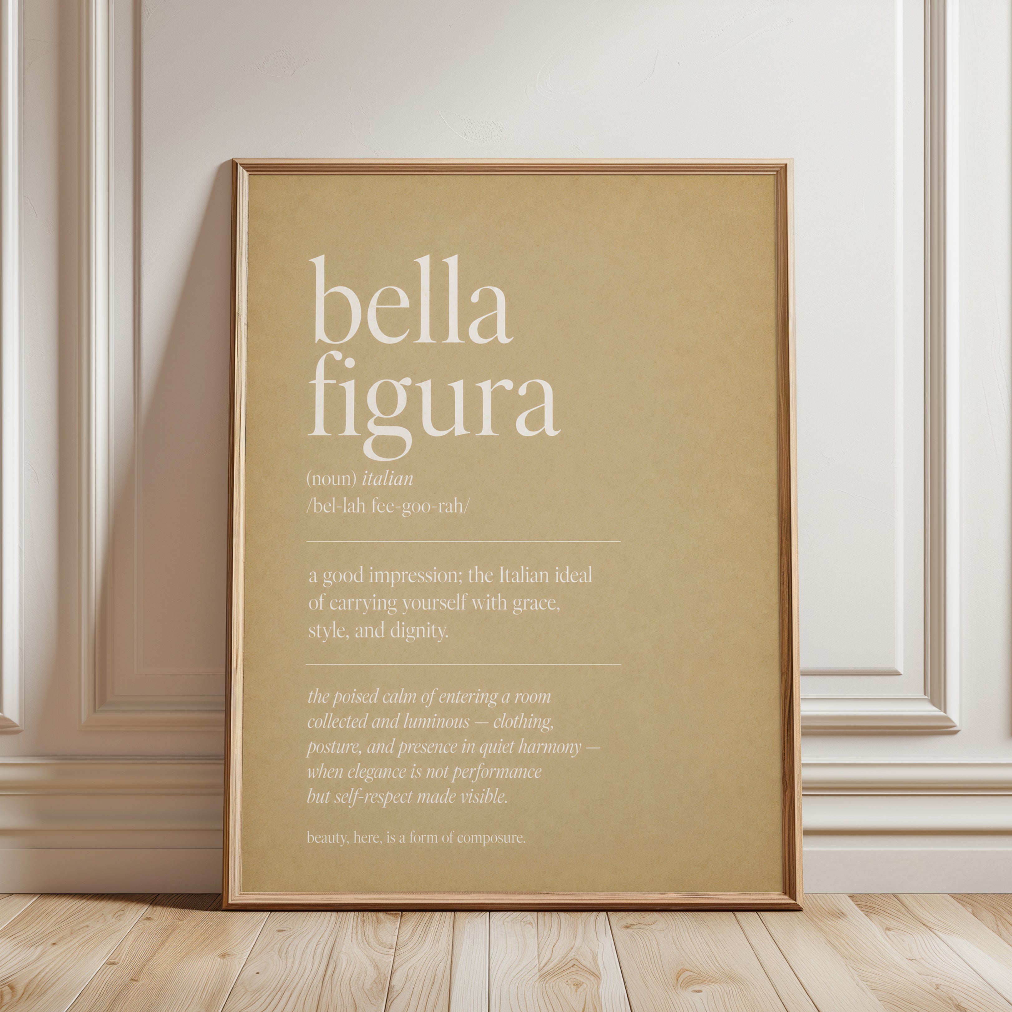 Bella Figura Italian Quote Print - framed detail