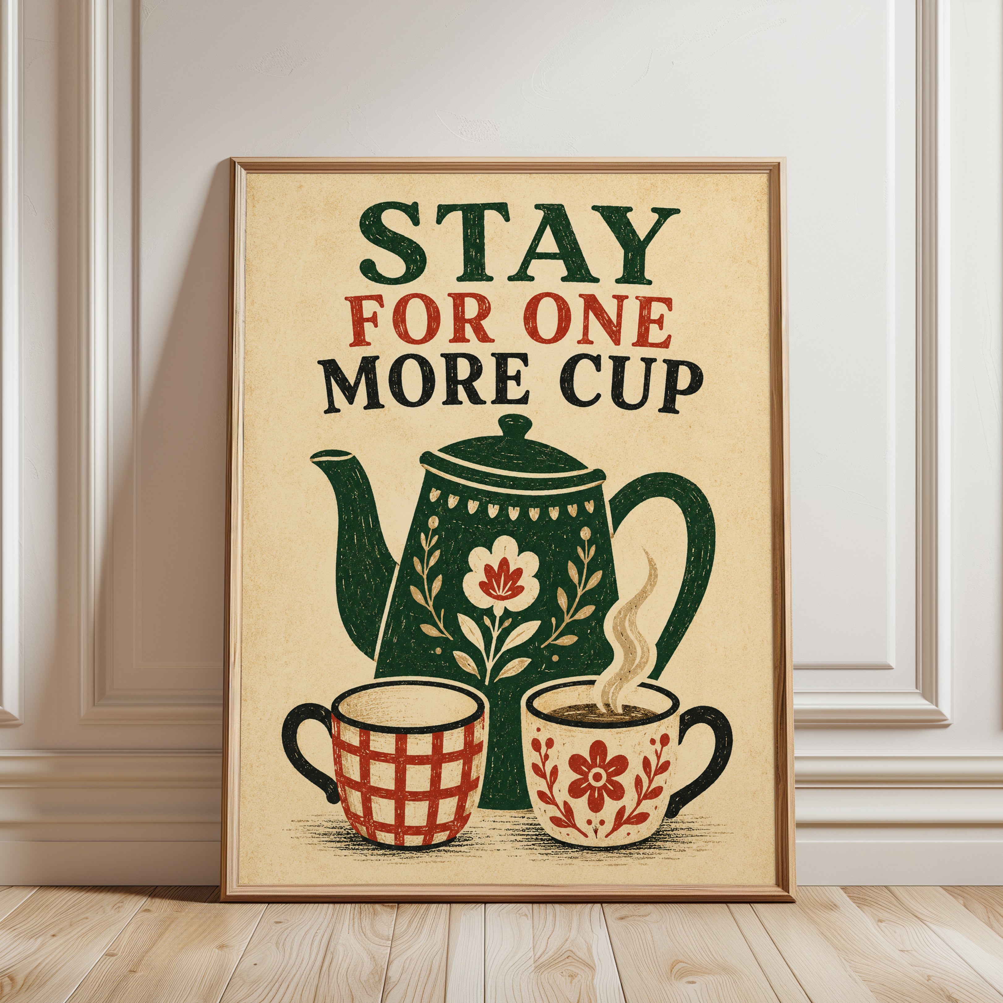 Tea Time Wall Art – Kitchen Coffee Print - framed detail