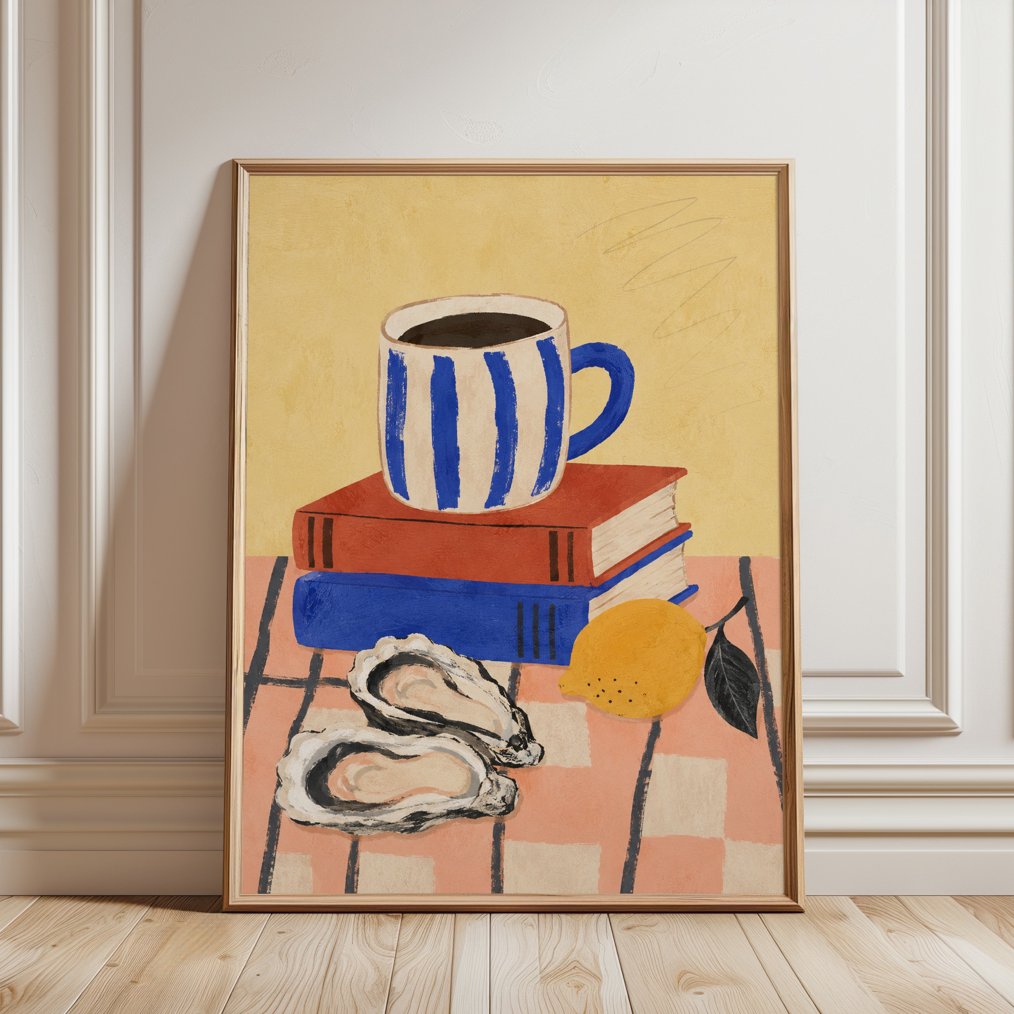 Coffee and Books Wall Art – Kitchen Print - framed detail