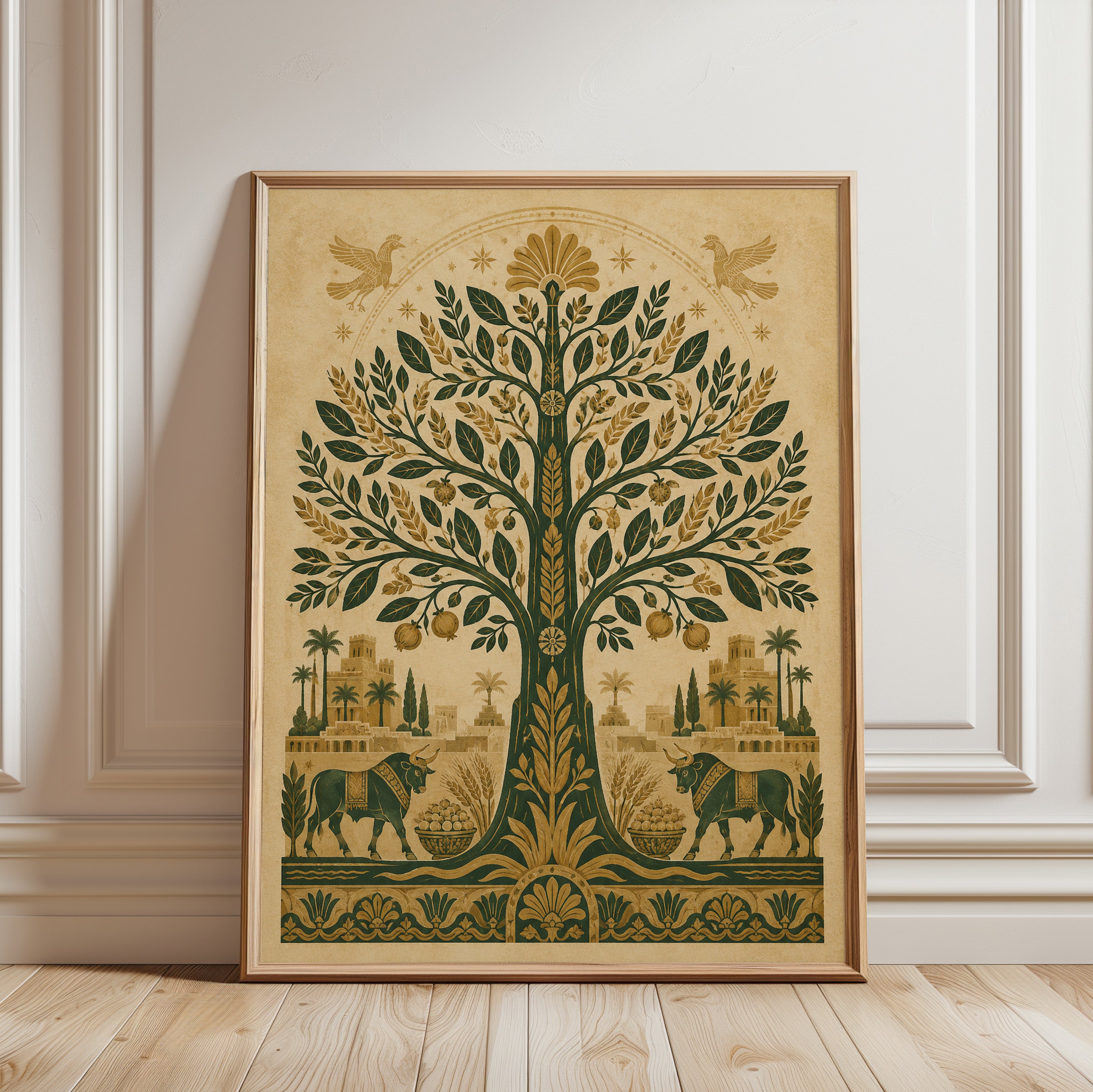 Tree of Life Wall Art – Folk Art Print - framed detail
