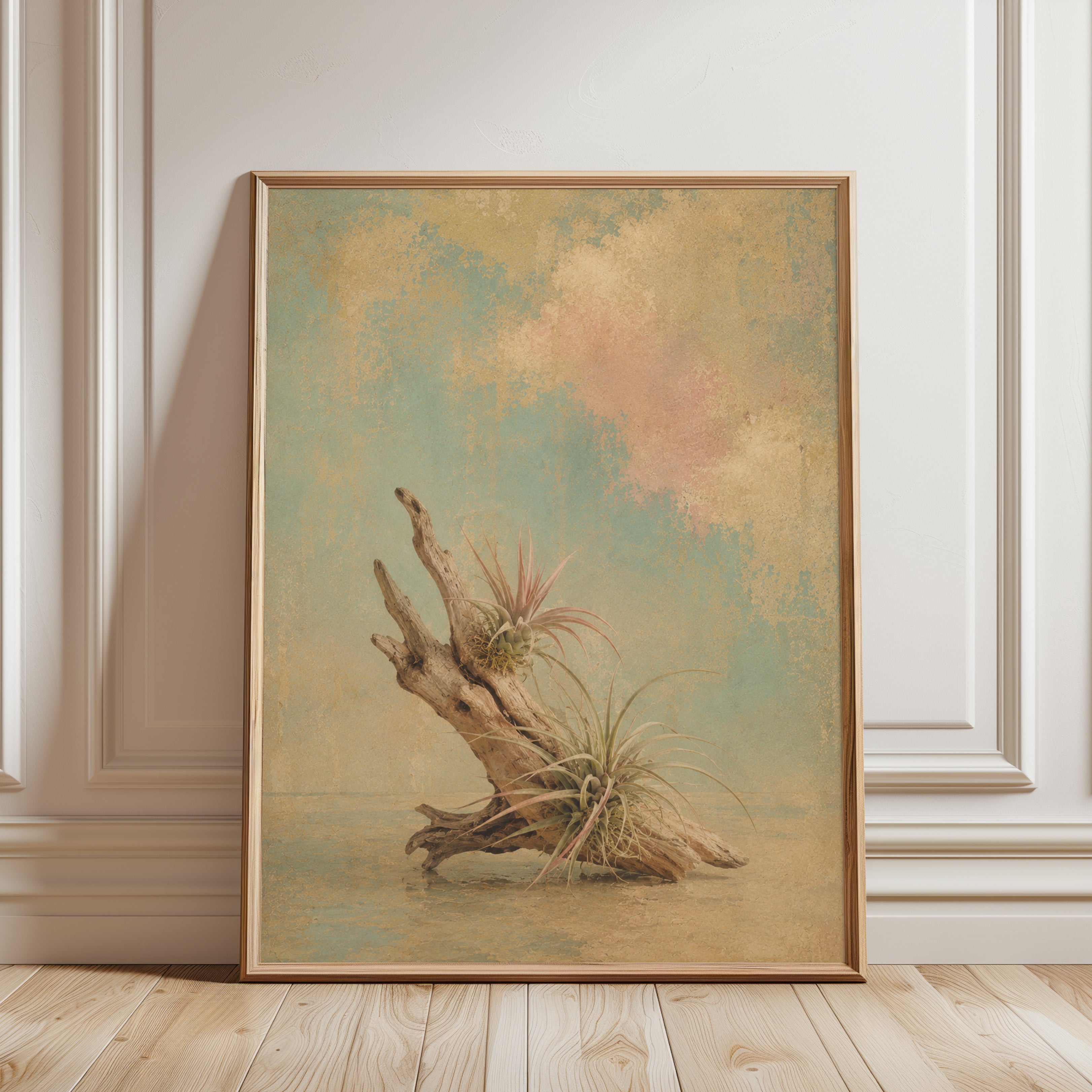 Driftwood Wall Art – Air Plant Print - framed detail
