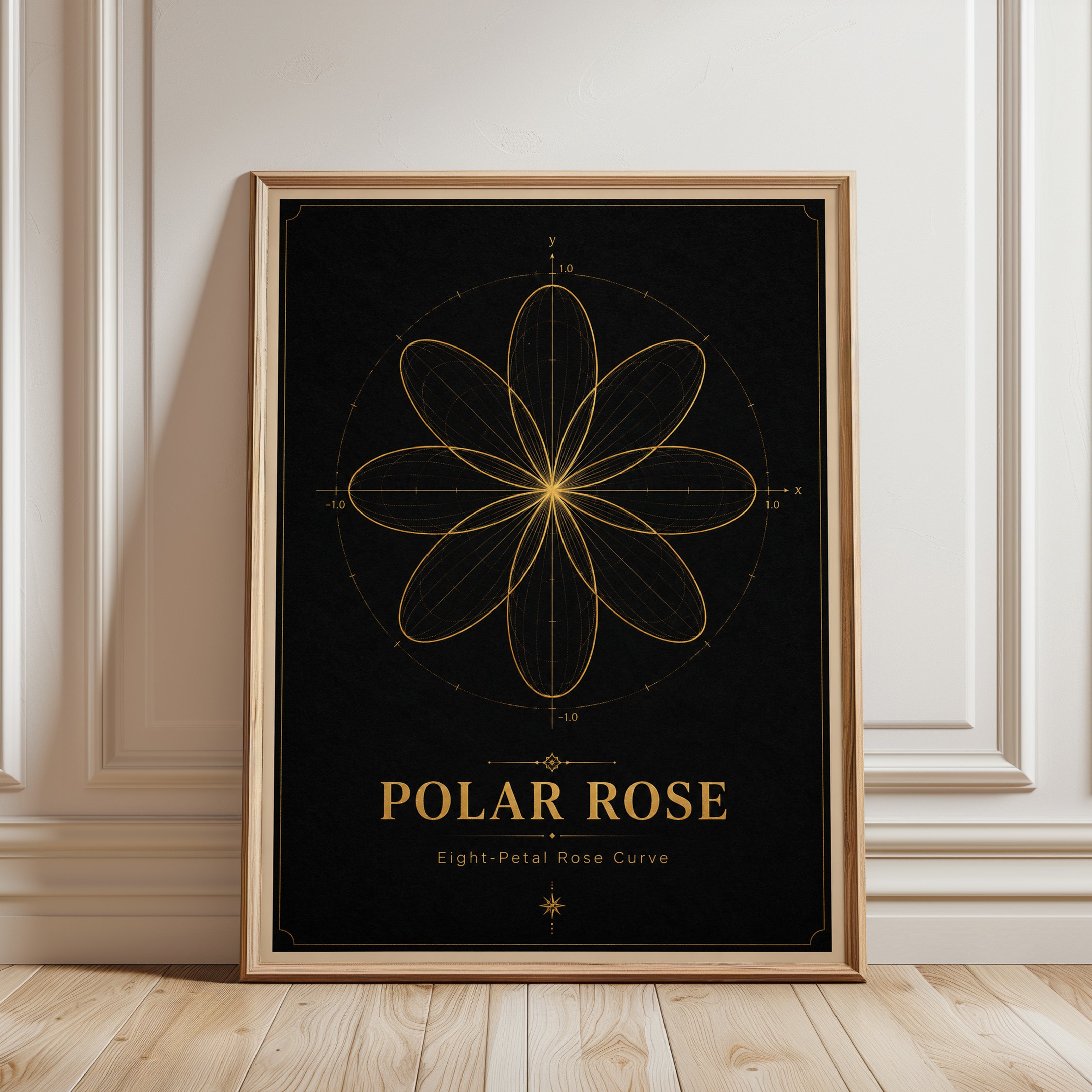 Parametric Wall Art – Polar Rose Math Print - framed detail