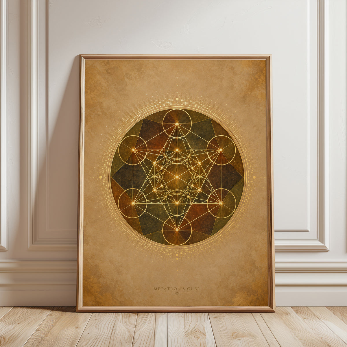 Metatron's Cube Print: Spiritual Geometry Art - framed detail