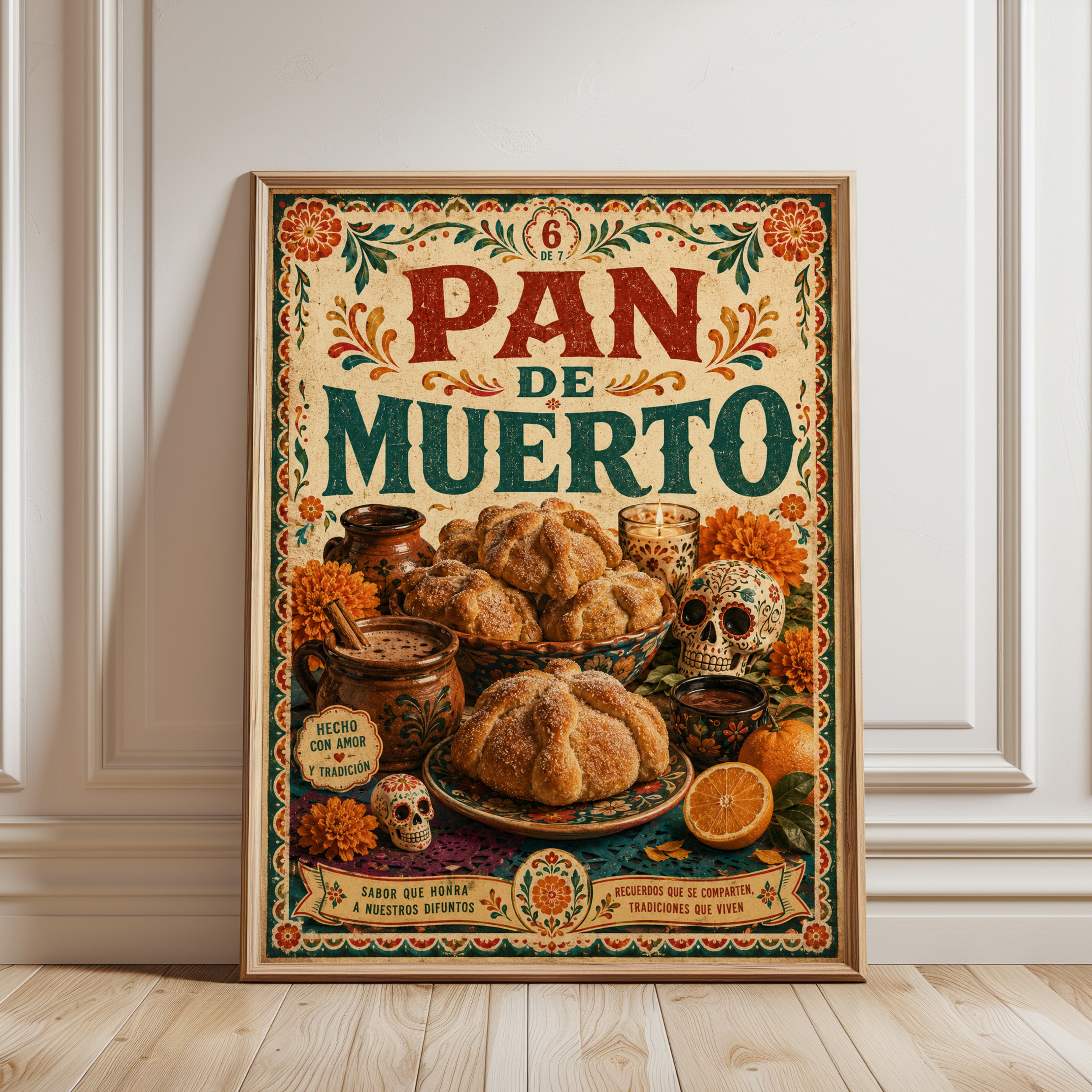 Pan de Muerto Print - framed detail